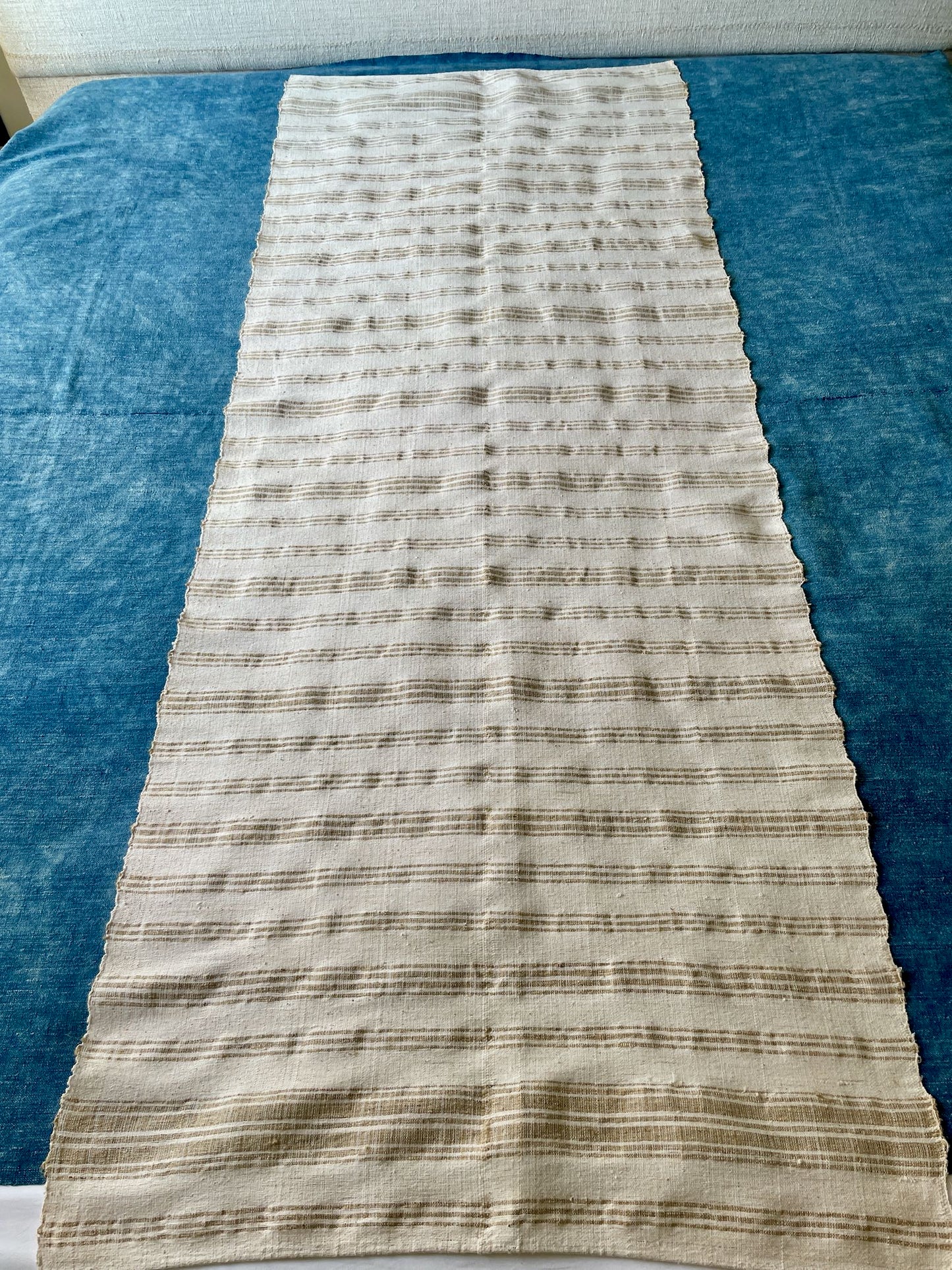beige cream table runner striped cloth linens hemp burlap rustic handmade cushion material