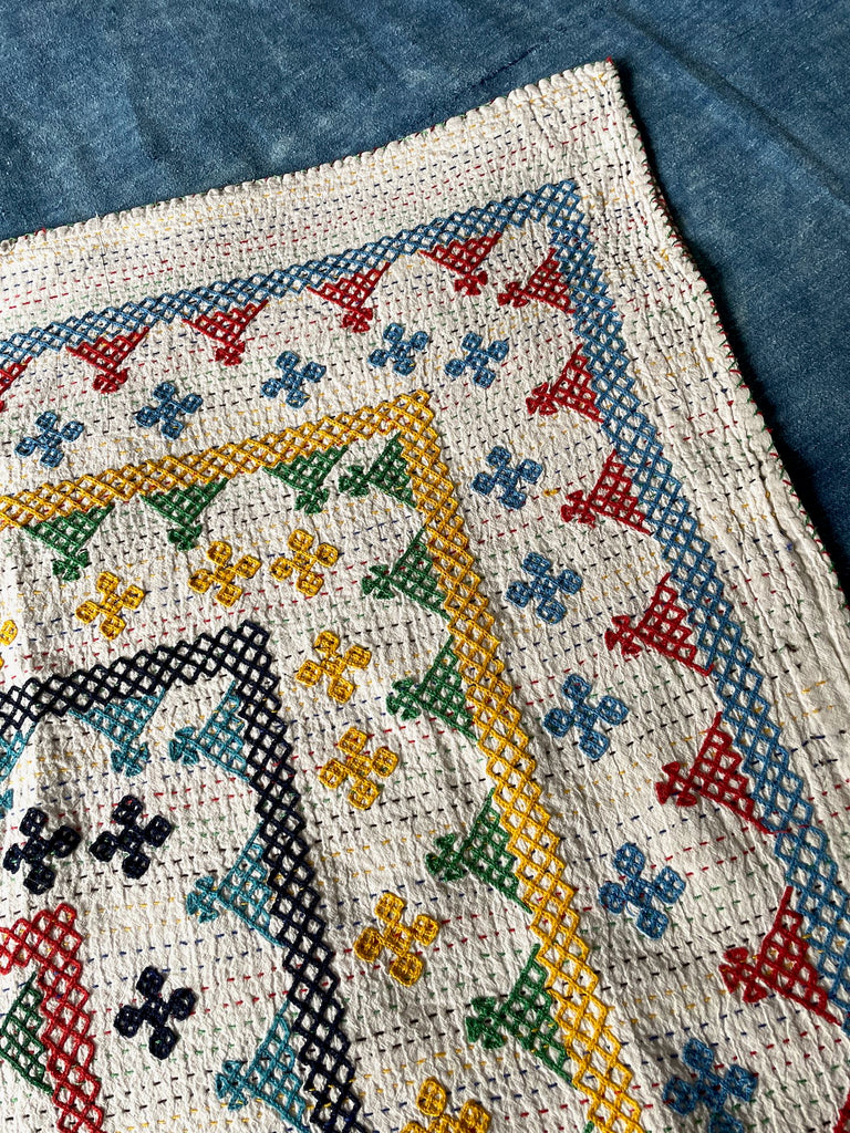 single embroidered kantha ralli quilt sofa throw cotton comforter for kids bedroom washable