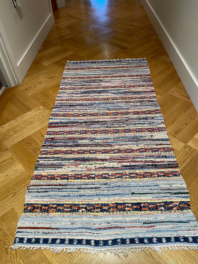 vintage swedish rag rug in bright colours kitchen mat hall carpet cotton trasmatta washable cotton