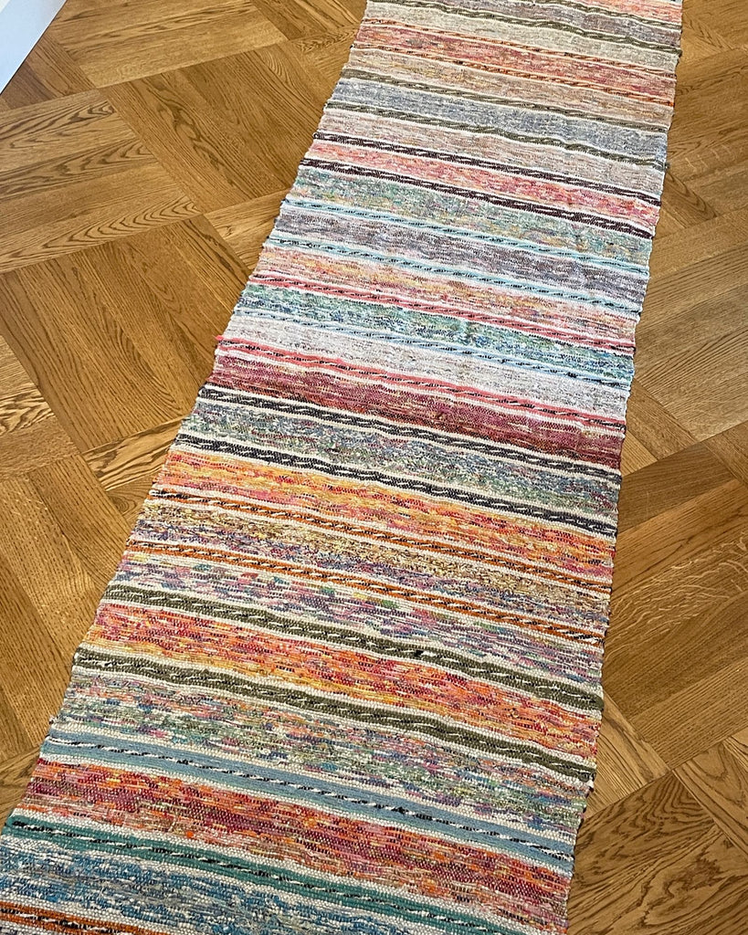 trasmatta floor runner hall carpet striped stair runner cotton 6 metres long blue orange yellow 