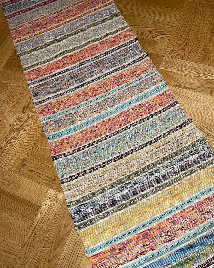 vintage floor runner hall carpet striped stair runner cotton 6 metres long blue orange trasmatta