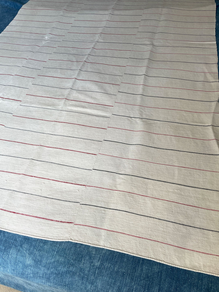 red black white striped hemp rustic upholstery fabric tablecloth sofa throw folk textiles