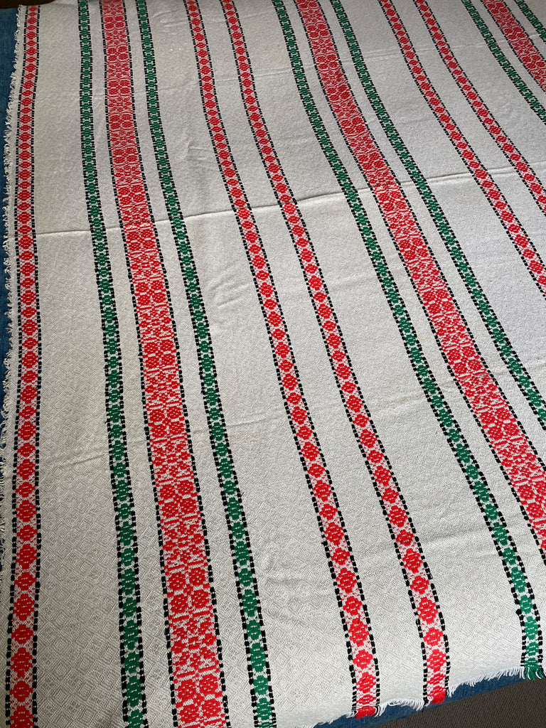 cream green orange striped table linen basque tablecloth large summer table linen picnic cloth