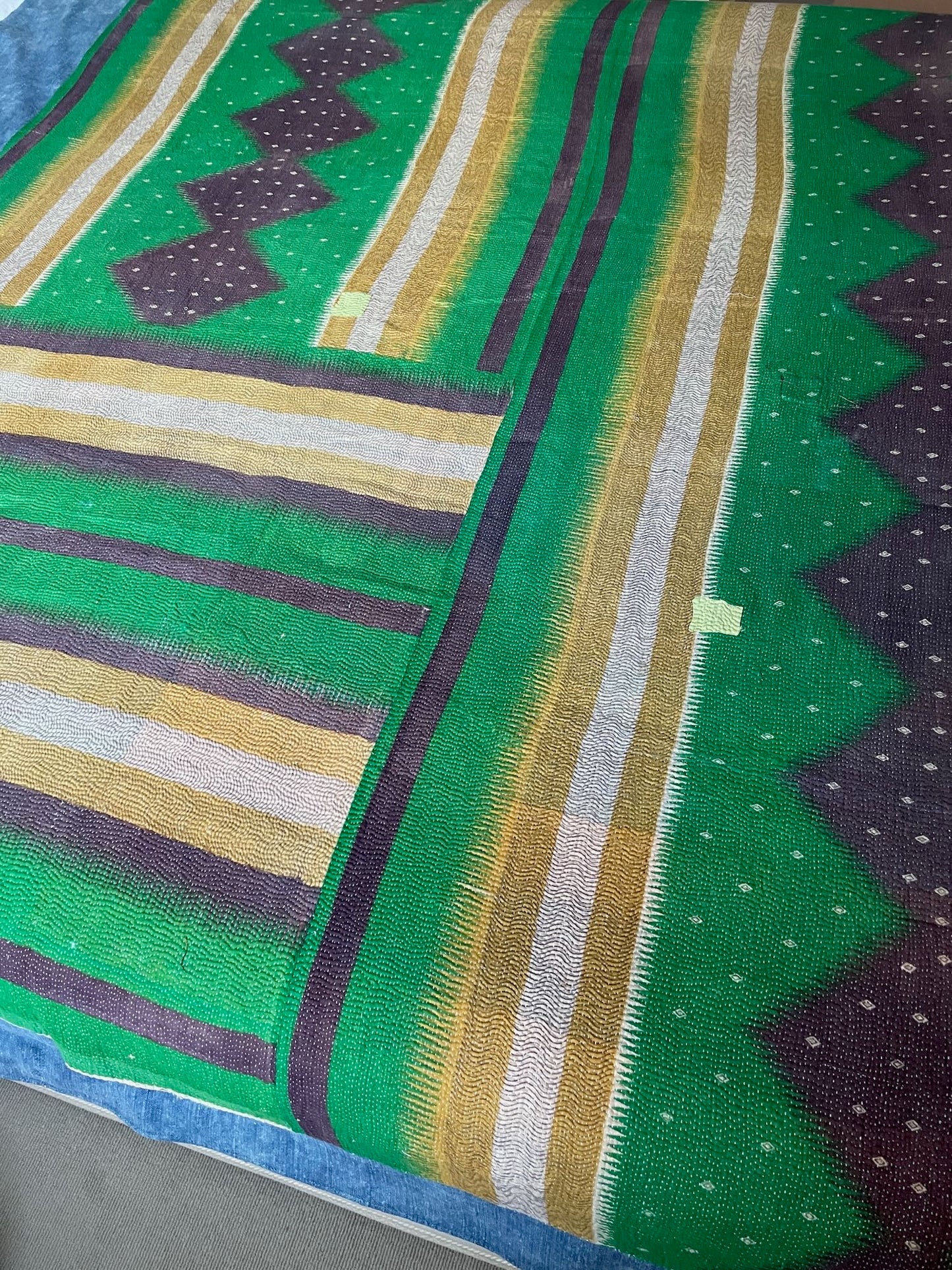 
                  
                    orange pink green kantha bedspread quilt cotton washable throw single double king patterned
                  
                