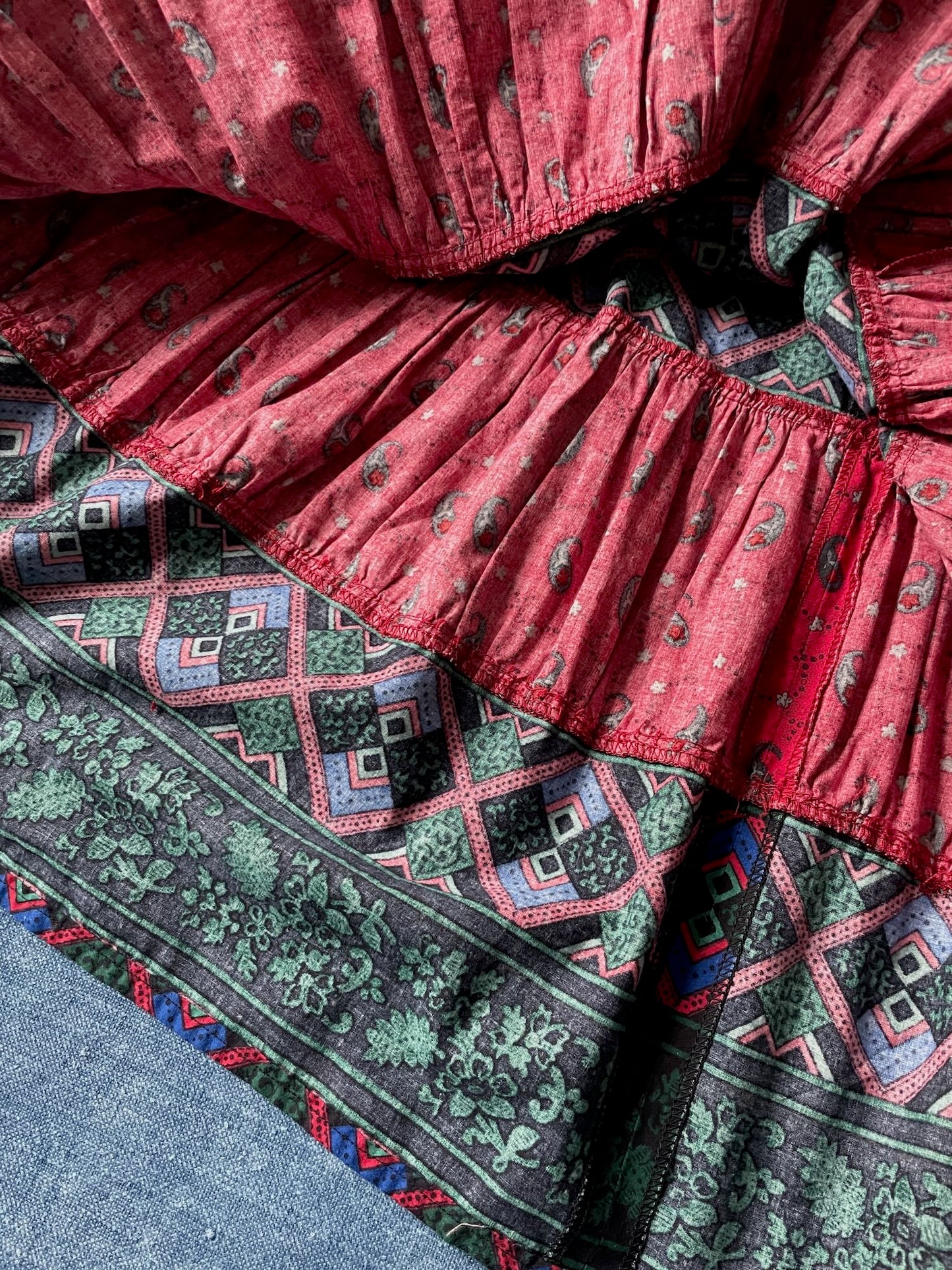 
                  
                    skirt frilled tiered provencal souleiado vintage full size small pretty long midi summer washable
                  
                