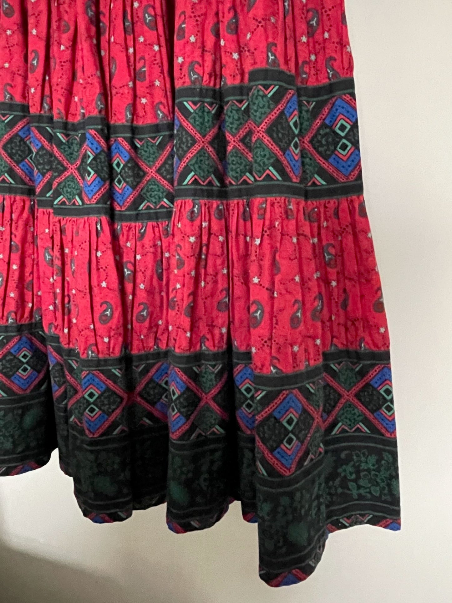 
                  
                    skirt frilled tiered provencal souleiado vintage full size small pretty long midi summer washable
                  
                