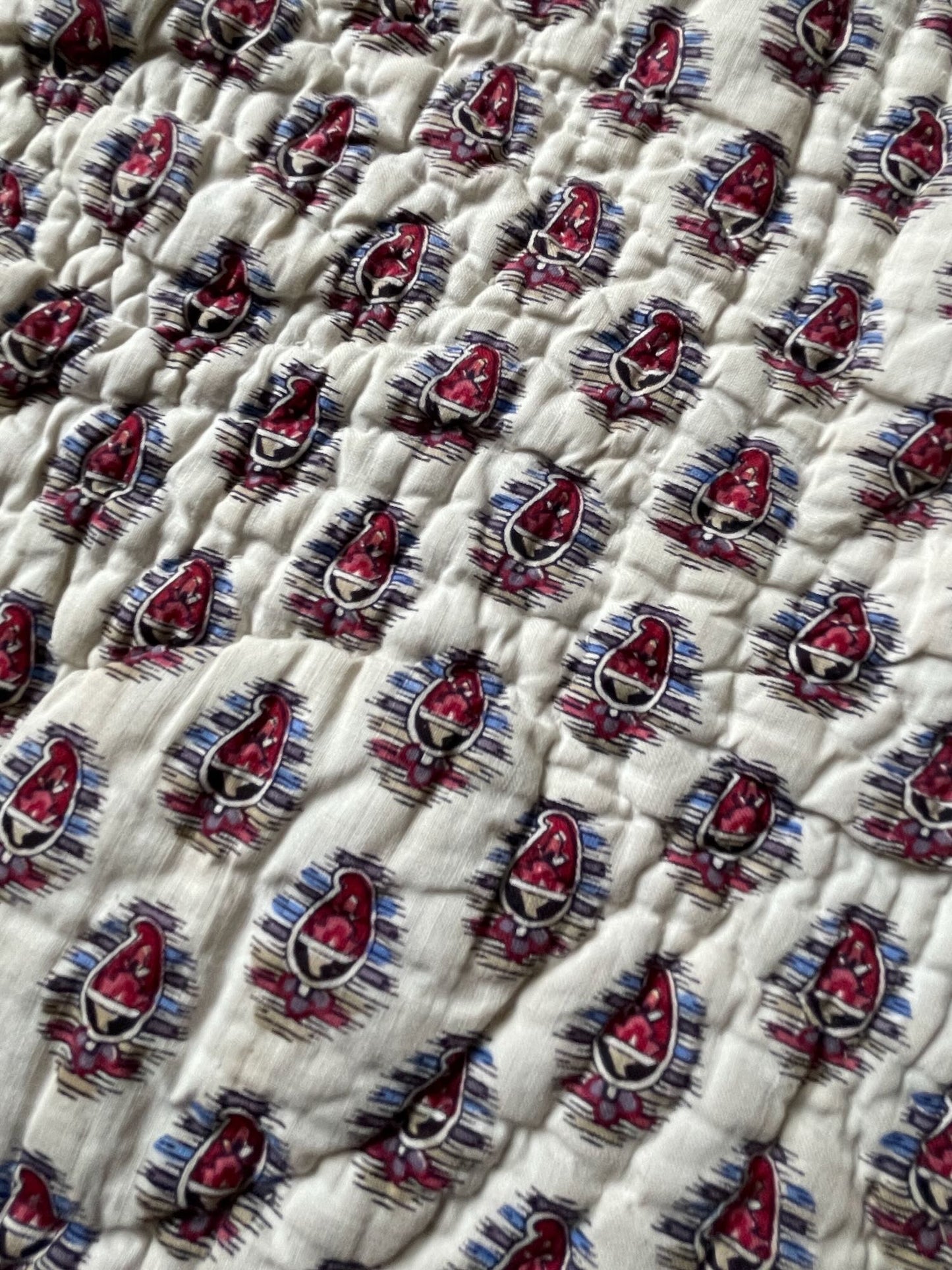 
                  
                    antique french quilt paisley pique whole cloth bedcover mustard pink blue boteh small single 
                  
                