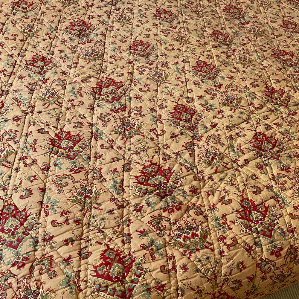 antique french quilt textiles baton rompu pique bedcover brown red blue pattern large comforter