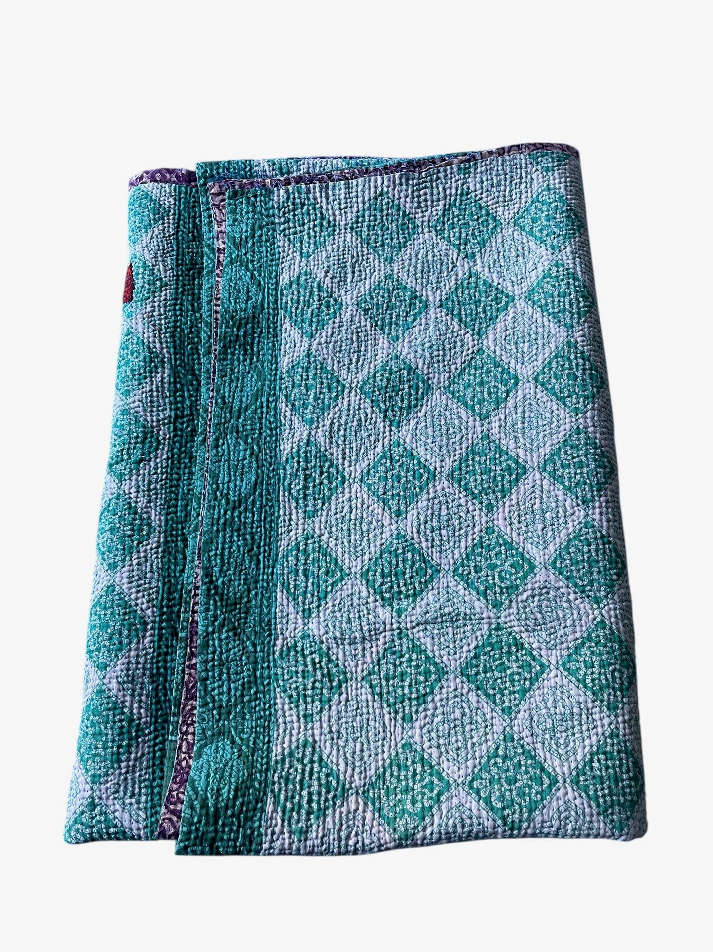 
                  
                    jade green kantha quilt bedspread sofa throw single double washable cotton handmade bedcover
                  
                