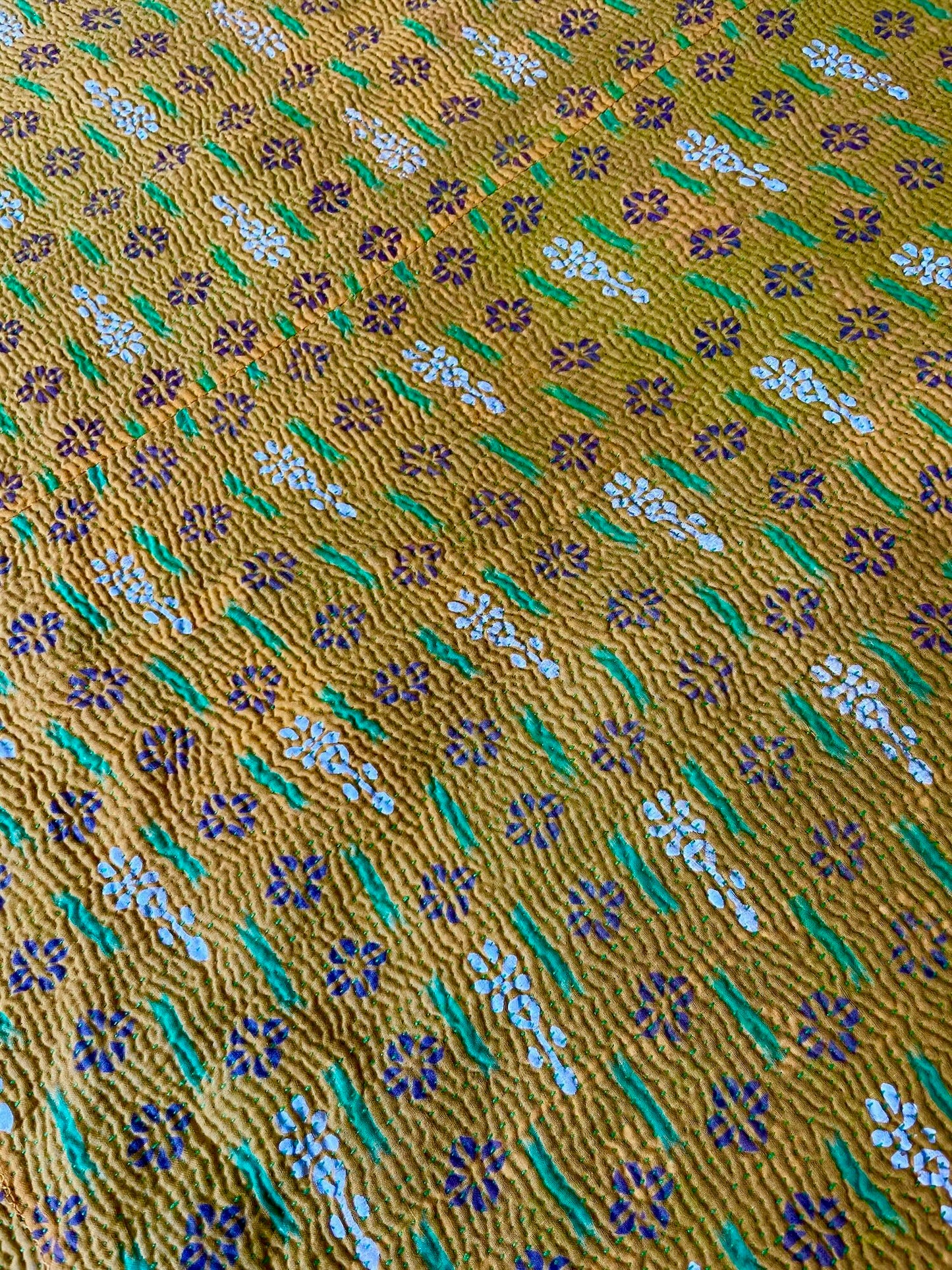 
                  
                    green purple yellow single kantha quilt sofa throw patterned lightweight cotton washable bedspread
                  
                