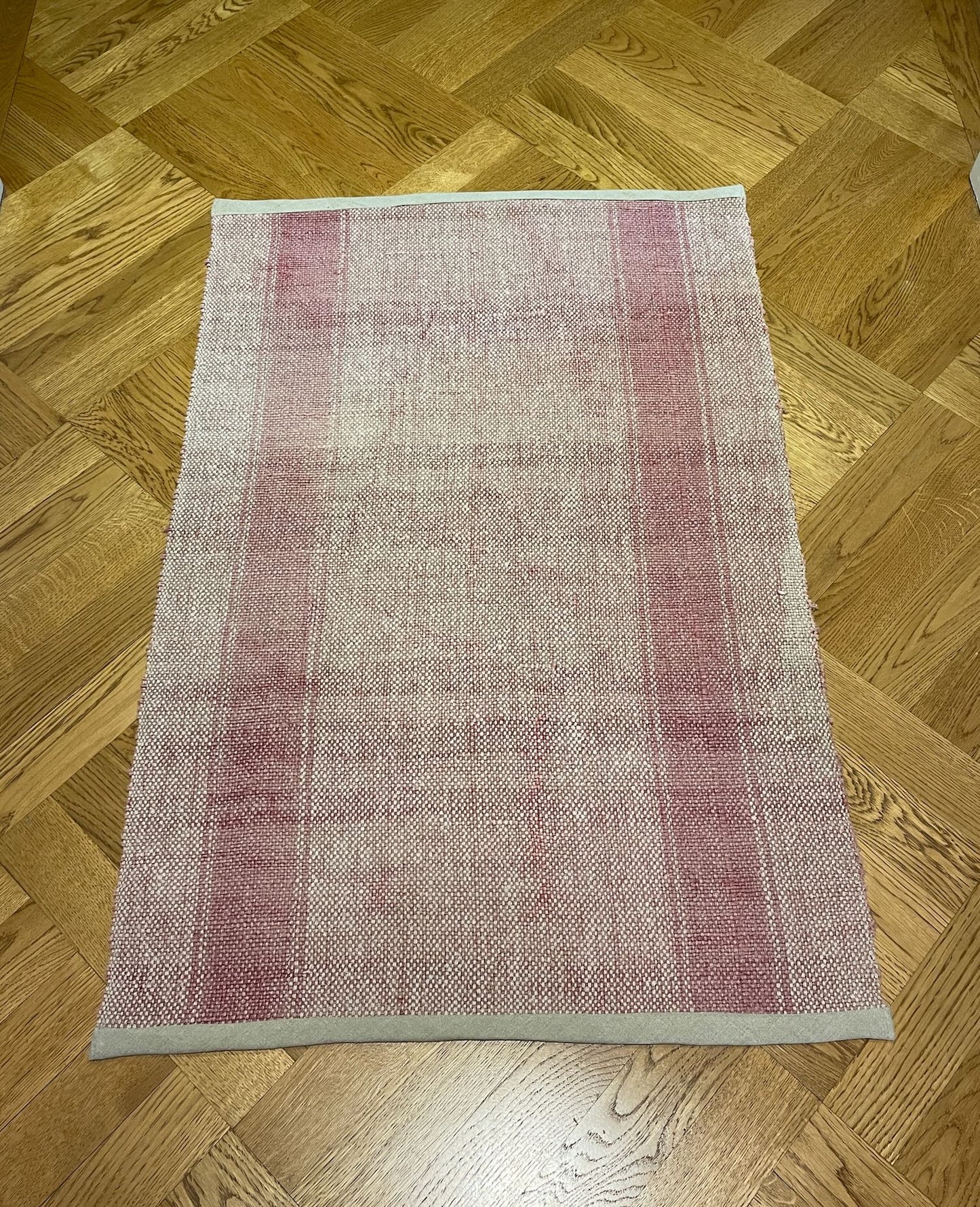 pink mat rug floor runner bath carpet cotton narrow small vintage handmade washable 