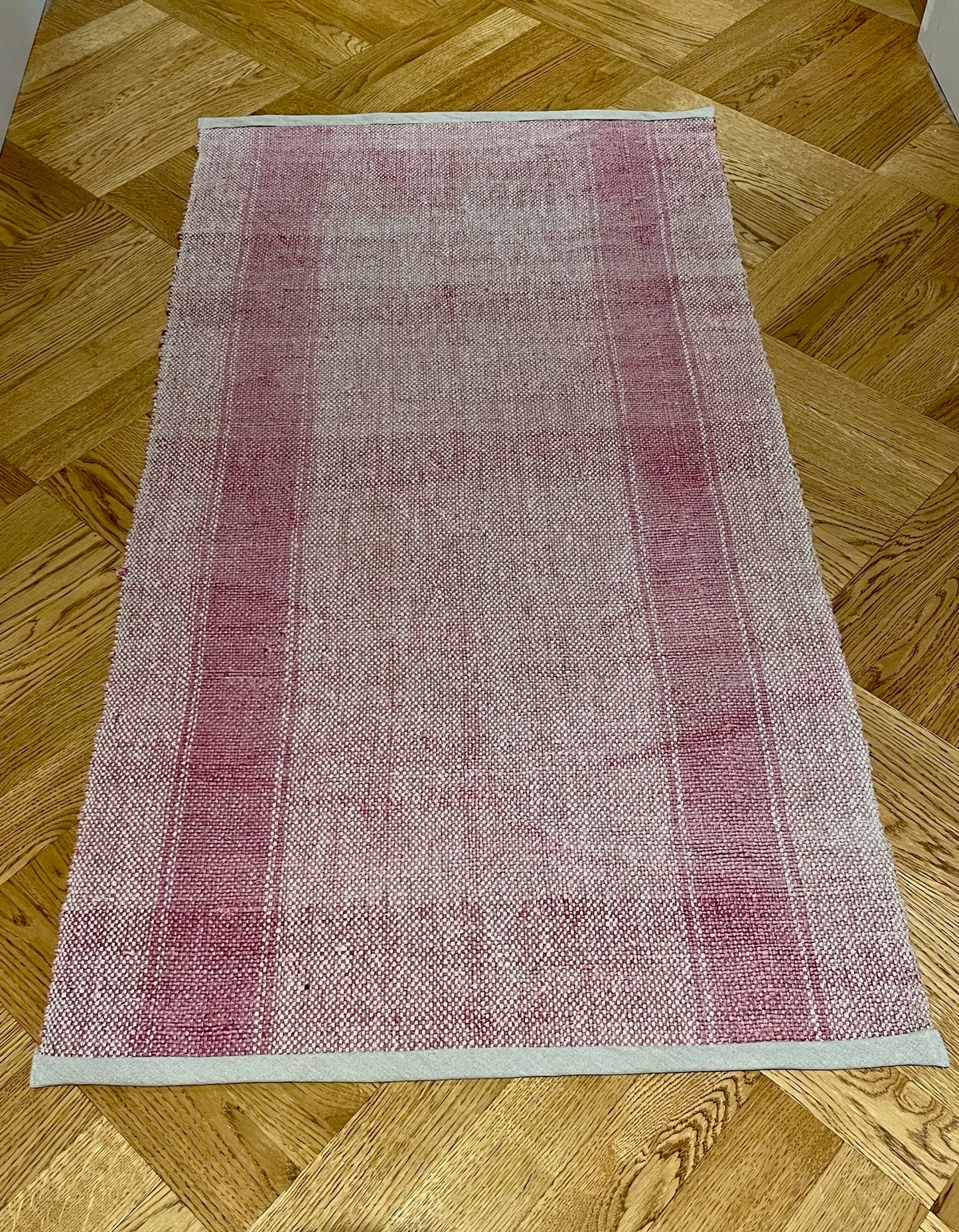 pale pink floor runner bath mat rug carpet washable cotton narrow upcycled cotton small