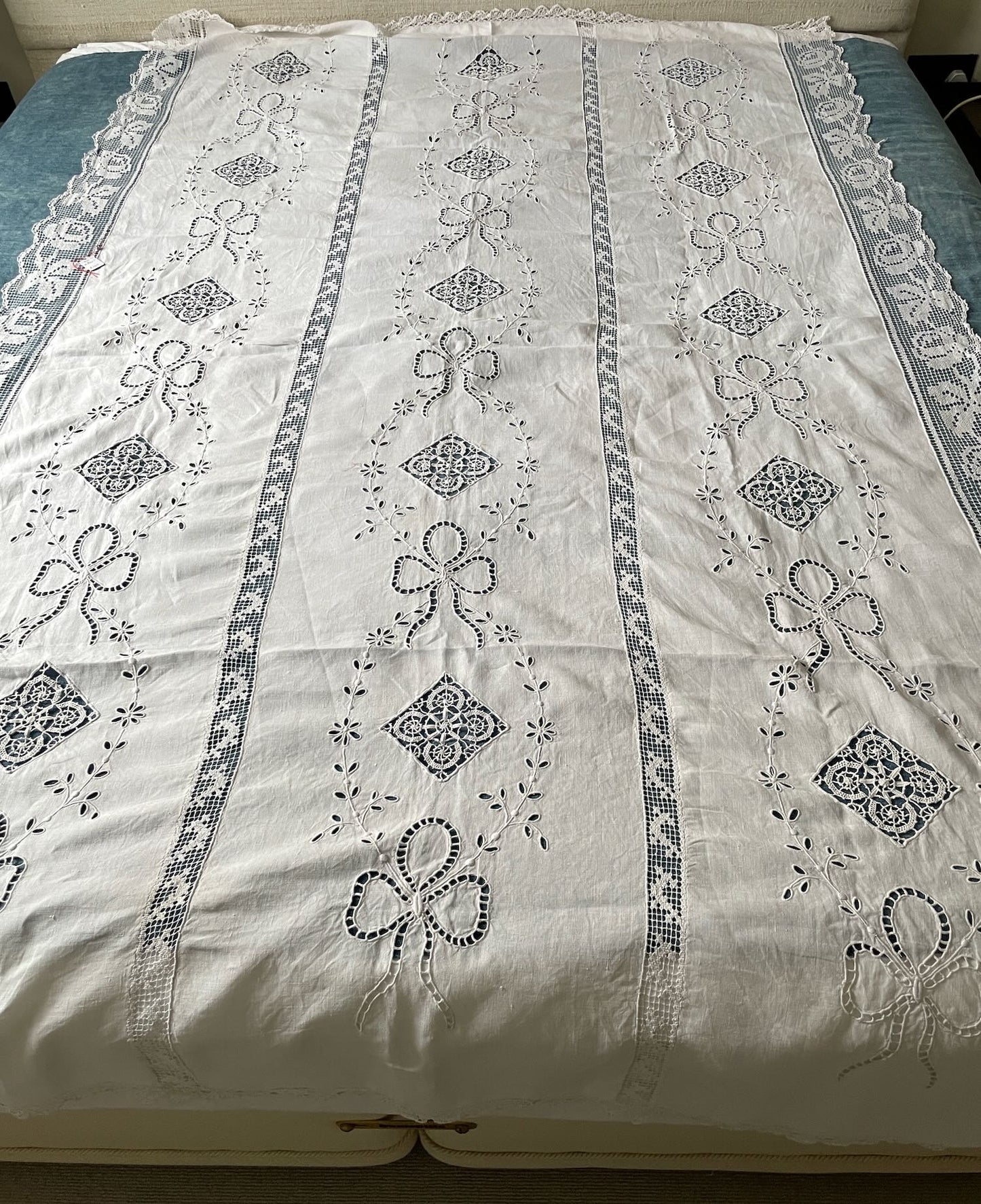 antique french lace curtain panel tablecloth hand made white lace large sheer window treatment