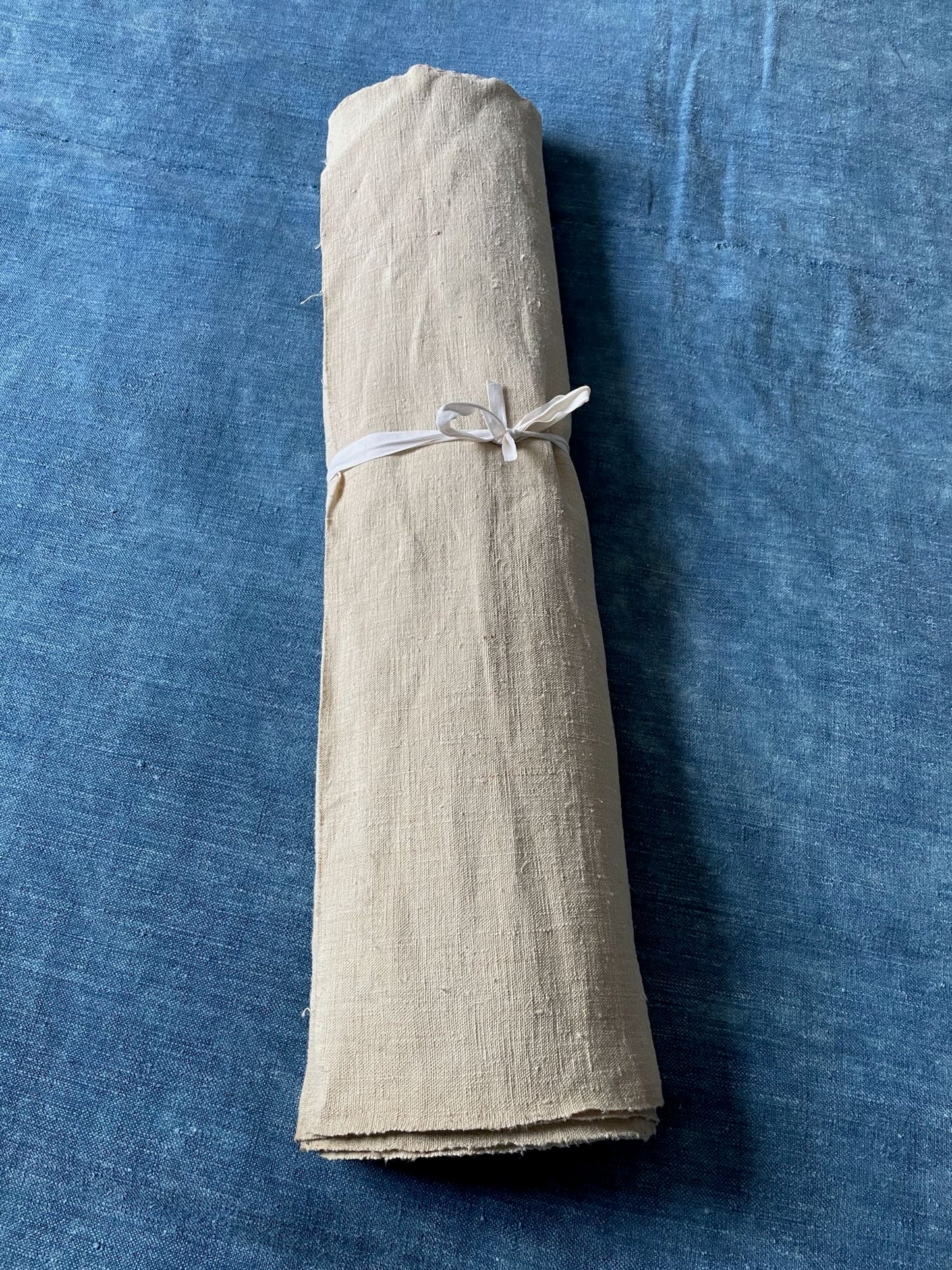 roll of vintage linen sandy natural colour mid weight burlap upholstery fabric cushion art material