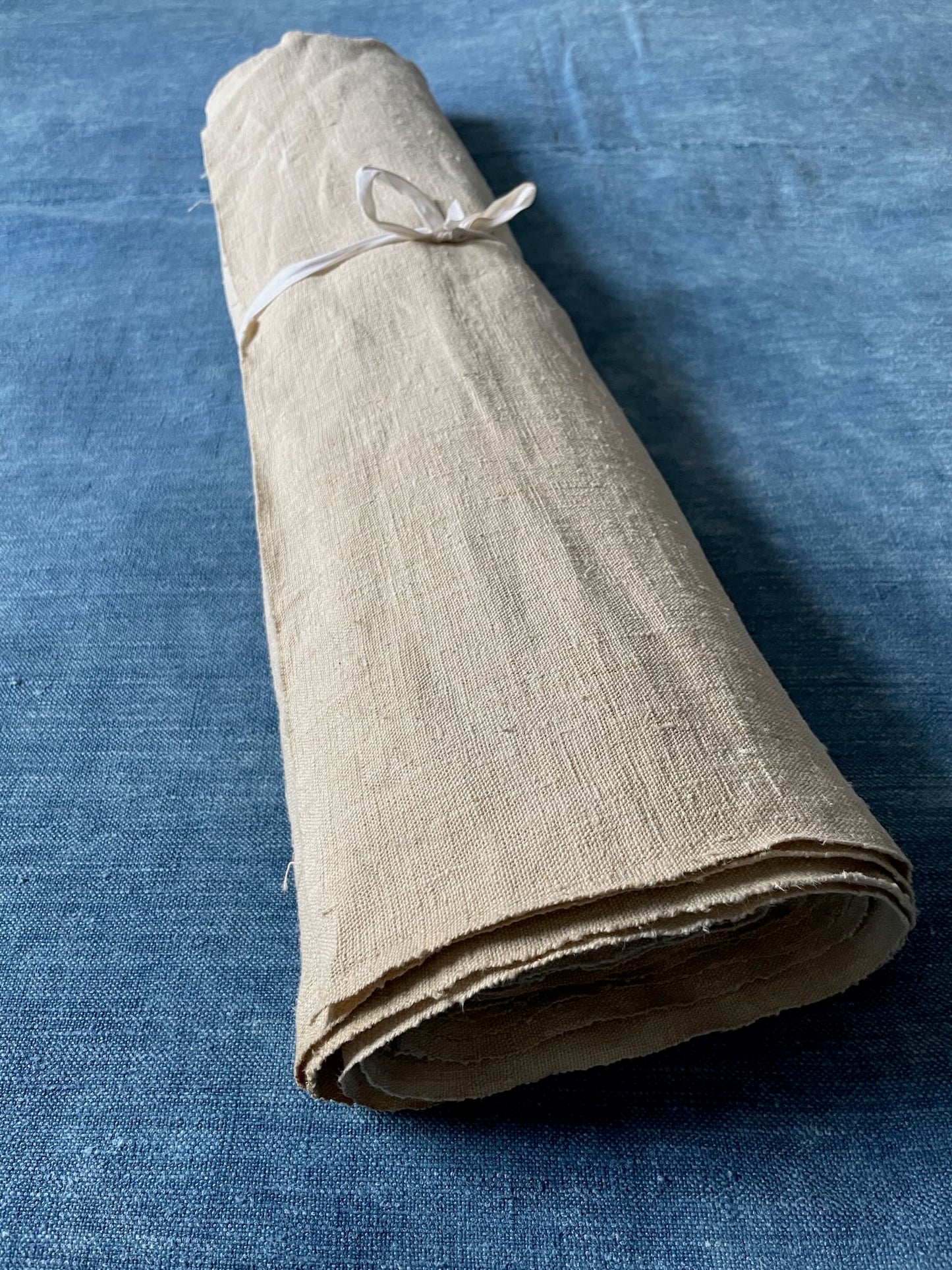
                  
                    roll of vintage linen sandy natural colour mid weight burlap upholstery fabric cushion art material
                  
                
