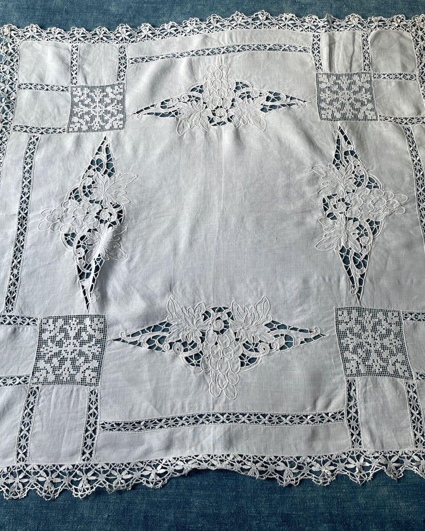 
                  
                    small antique french embroidered cloth curtain filet work cut out work fine broderie anglaise
                  
                