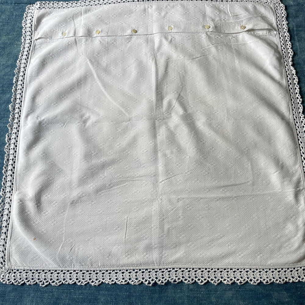 
                  
                    white square antique french pillow cover sham case hand stitched boudoir bed linen romantic
                  
                