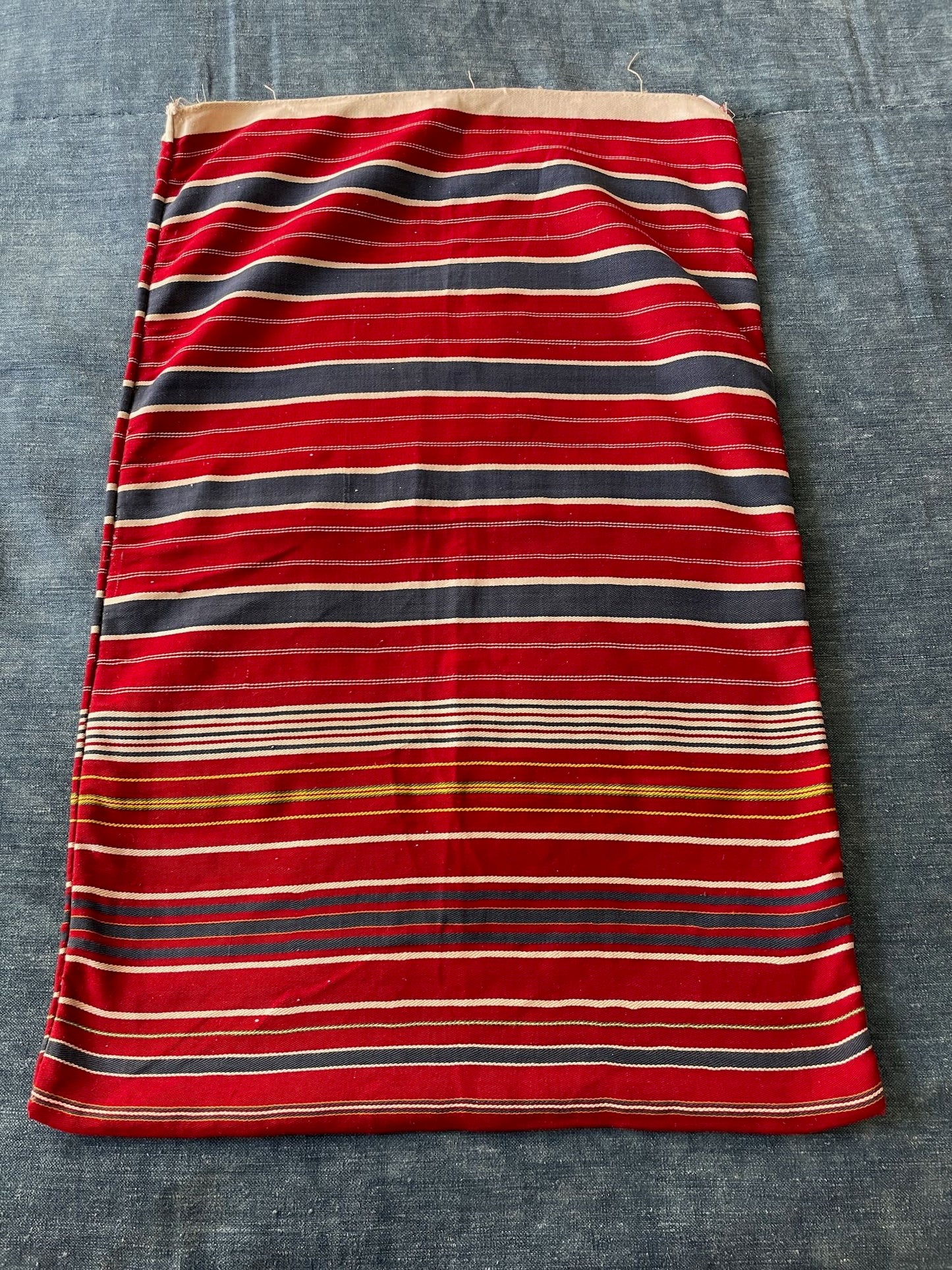
                  
                    rustic vintage striped pillow cover fabric red white blue folk textile cotton upholstery
                  
                