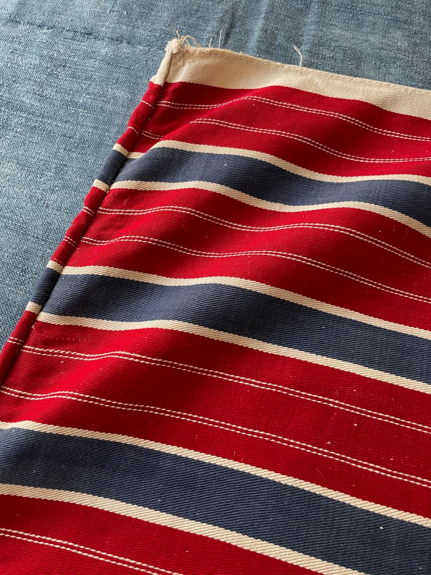 
                  
                    rustic vintage striped pillow cover fabric red white blue folk textile cotton upholstery
                  
                