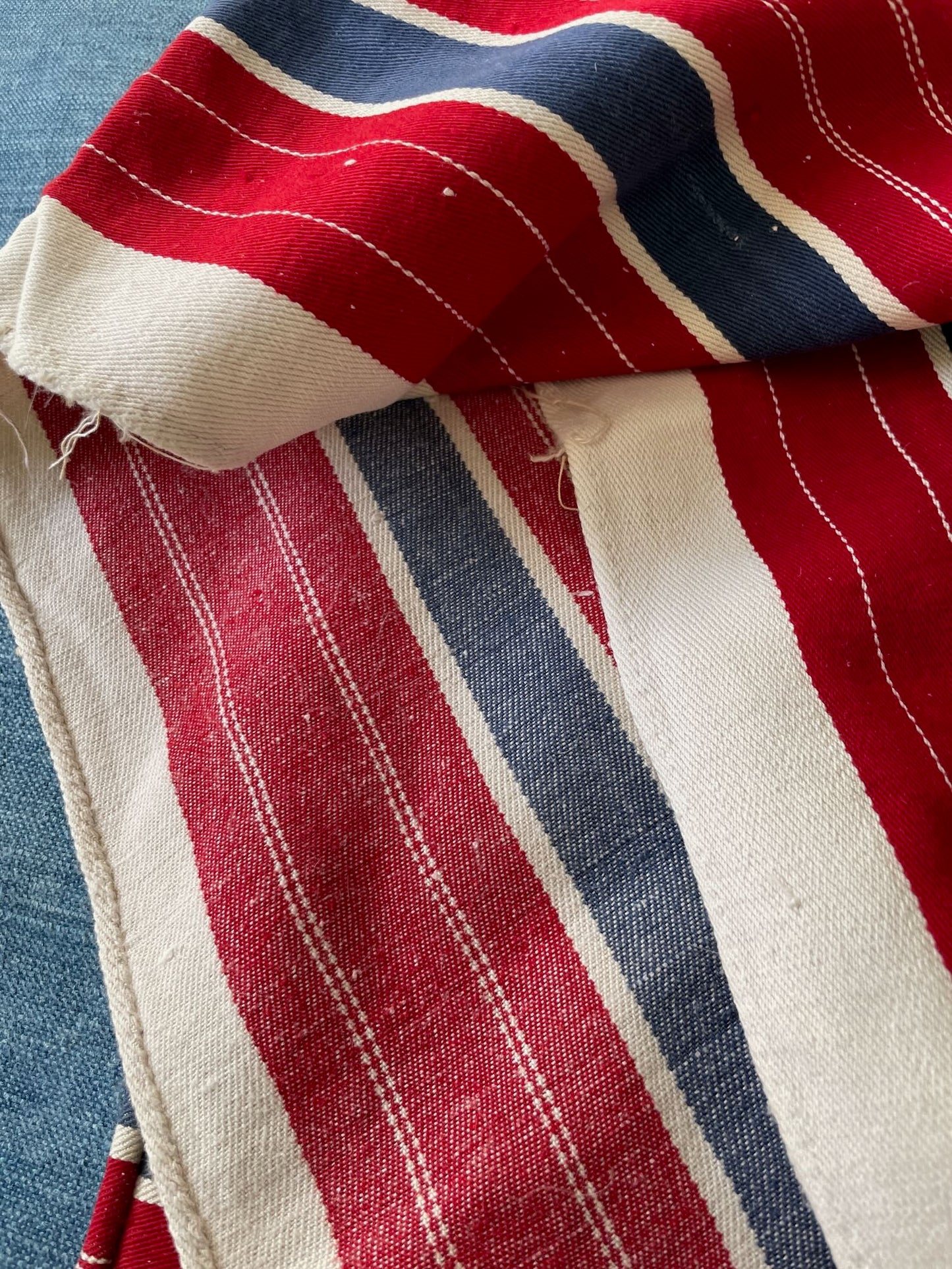 
                  
                    rustic vintage striped pillow cover fabric red white blue folk textile cotton upholstery
                  
                