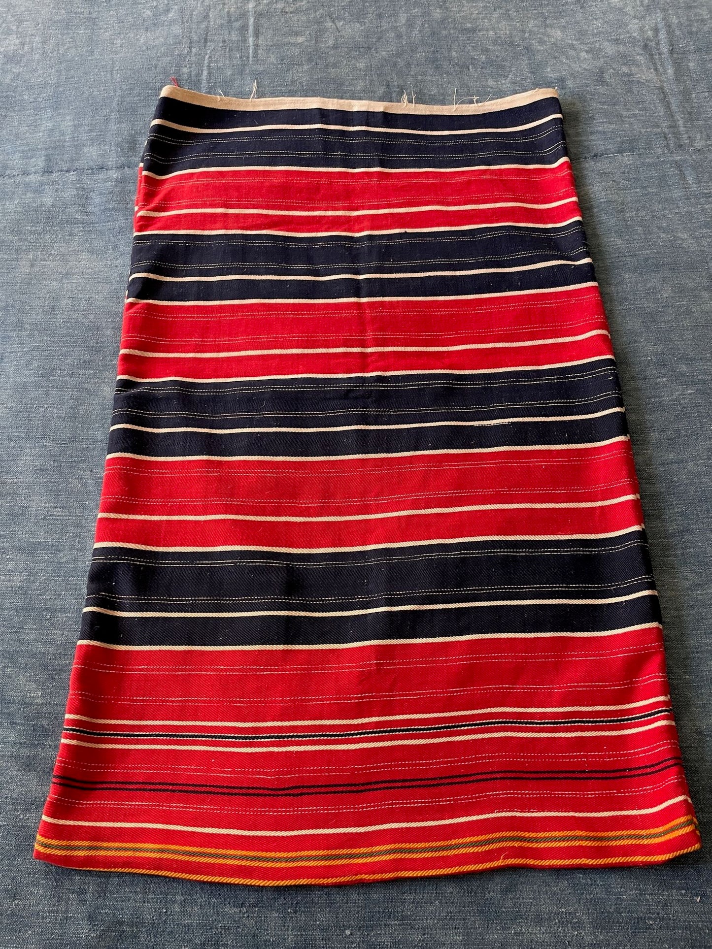 striped pillow cover vintage folk textile red white blue upholstery fabric cushion material washable