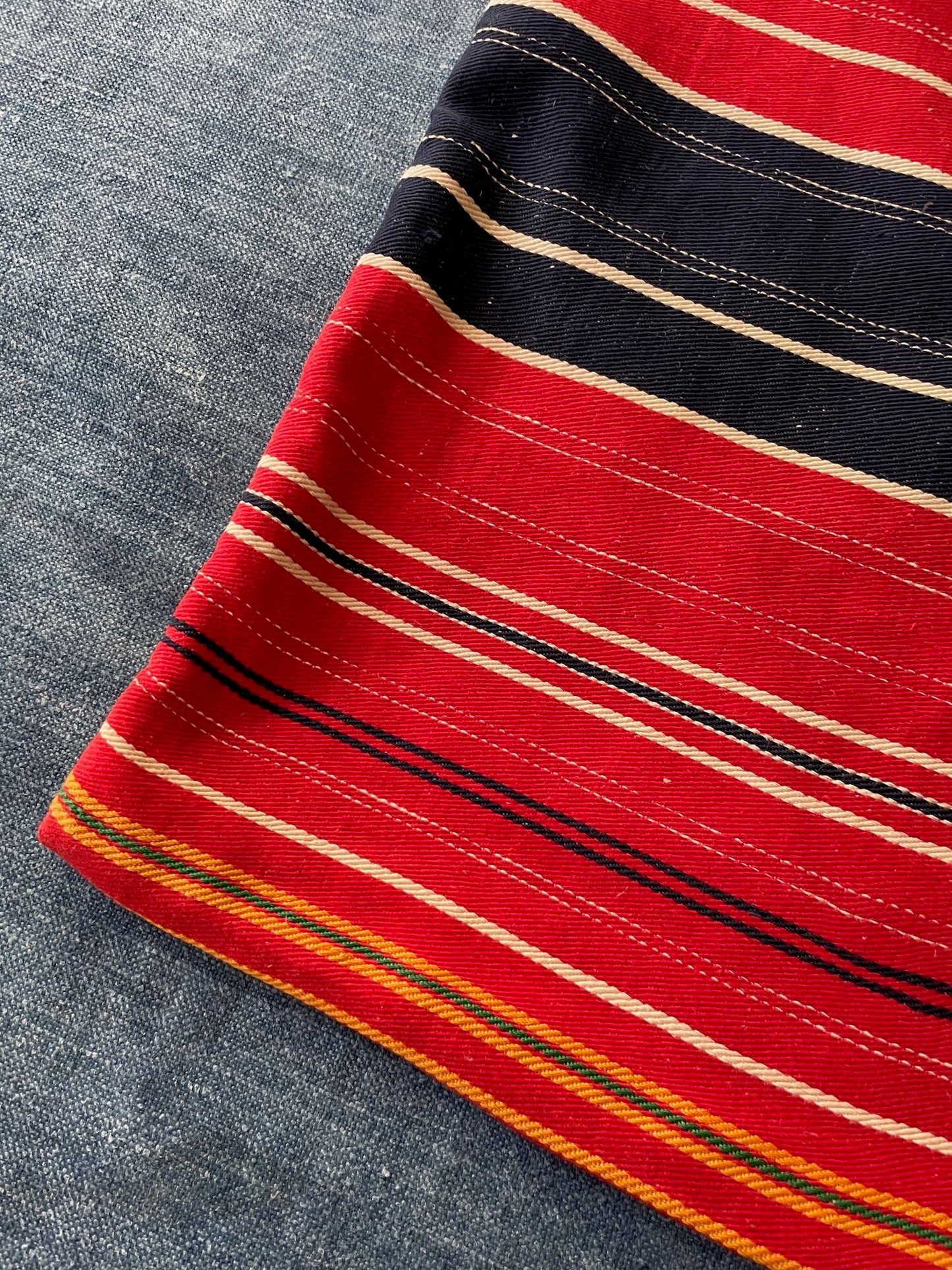 striped pillow cover vintage folk textile red white blue upholstery fabric cushion material washable