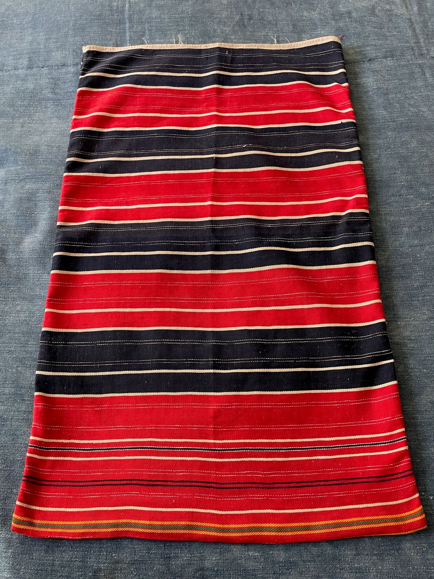 
                  
                    striped pillow cover vintage folk textile red white blue upholstery fabric cushion material washable
                  
                