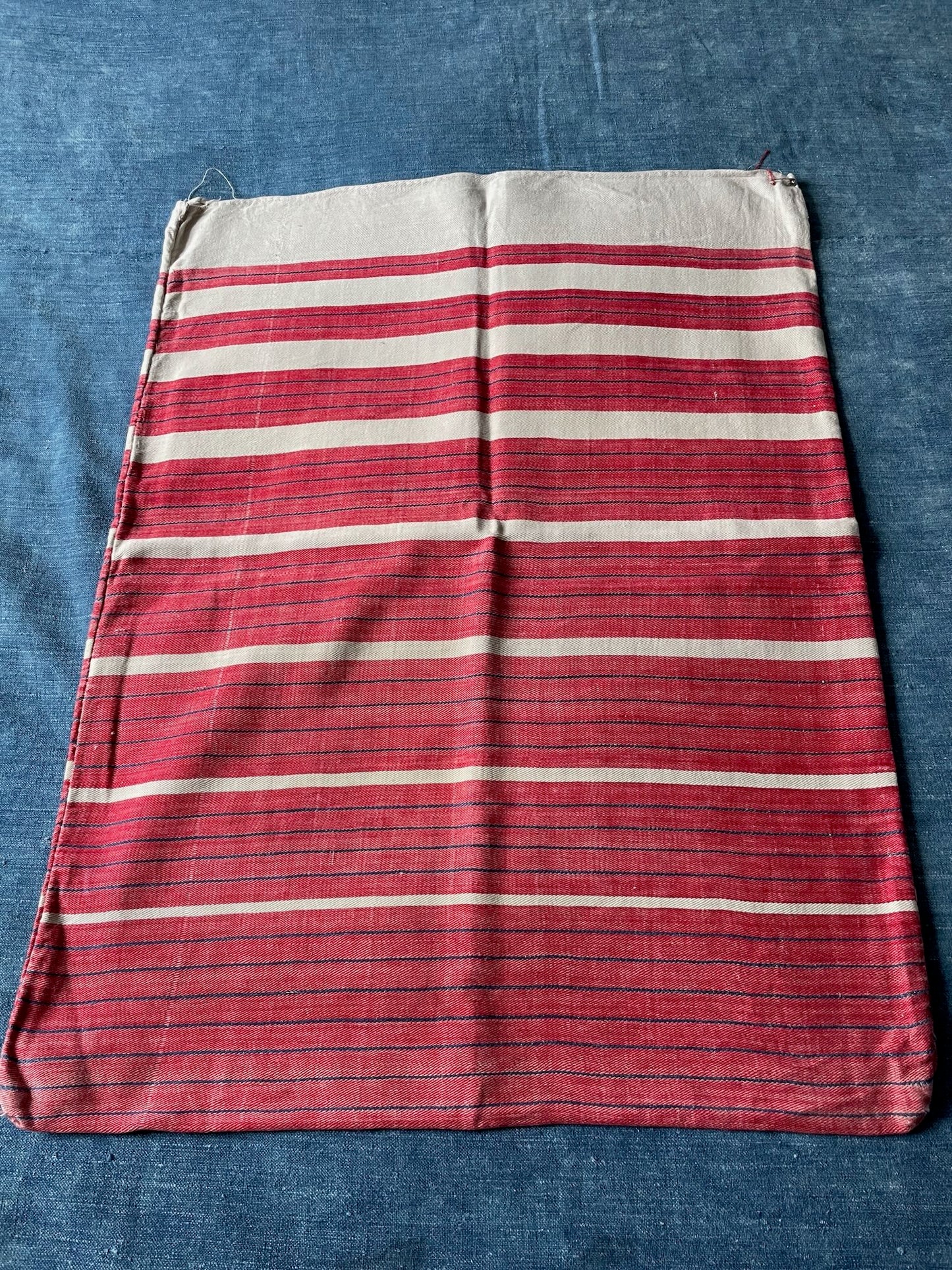 
                  
                    red white blue stripe cushion cover pillow upholstery fabric vintage cotton folk textile washable
                  
                
