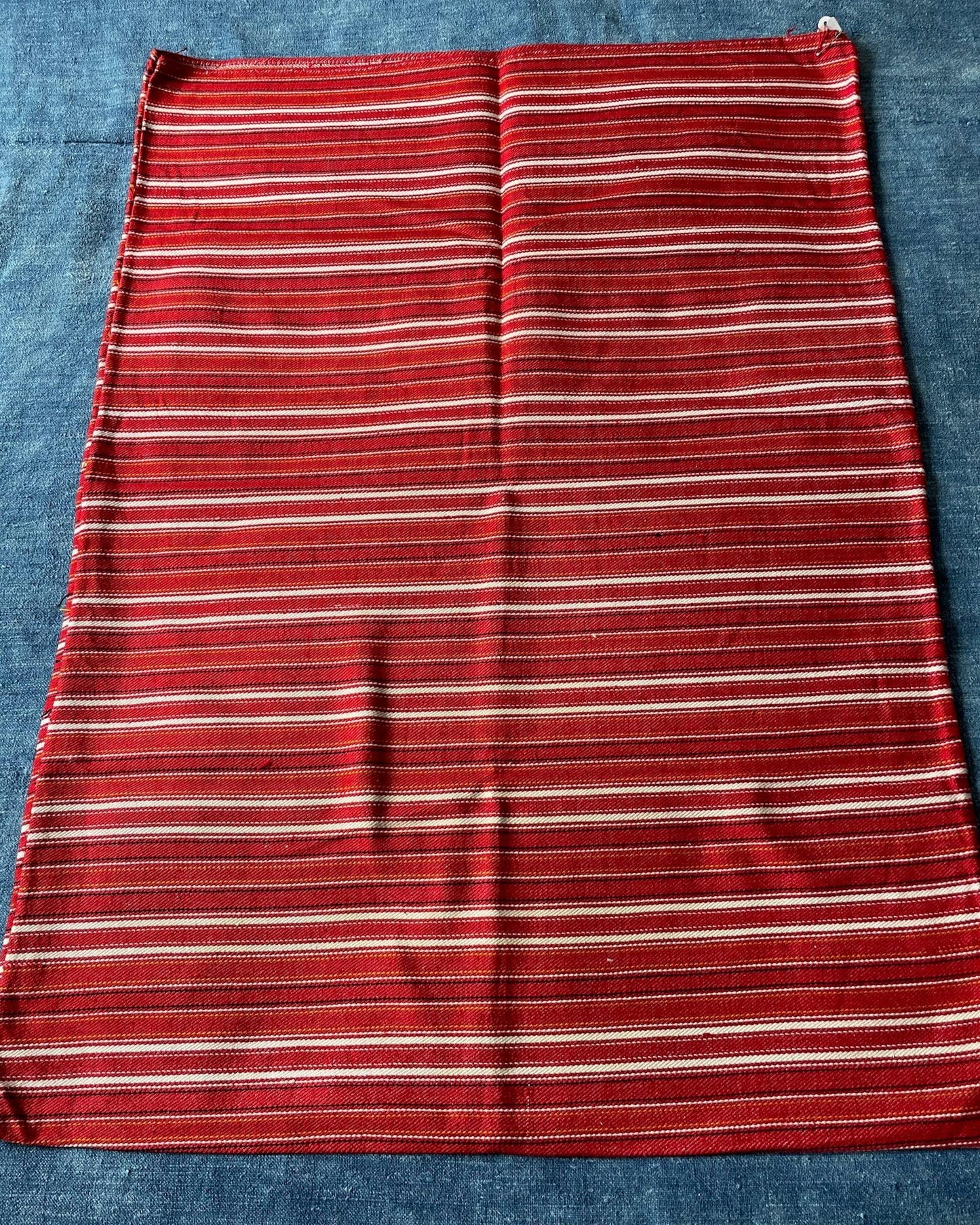 red white stripe pillow cushion cover upholstery fabric vintage east european home furnishing