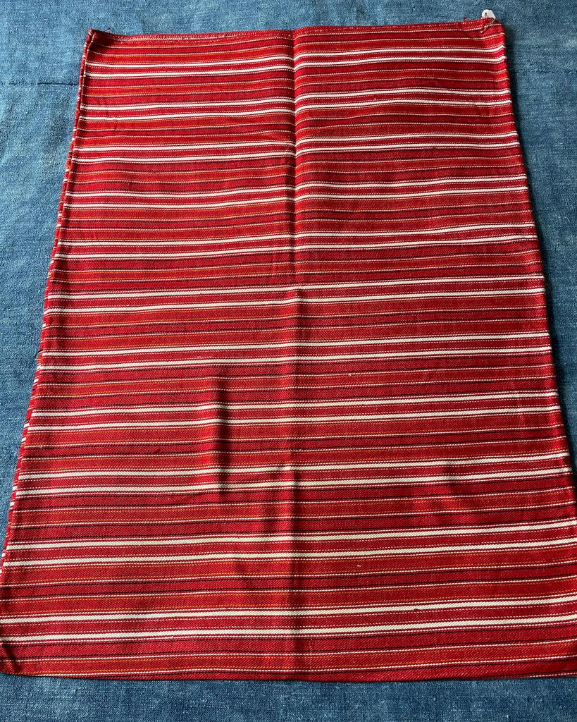 red white stripe pillow cushion cover upholstery fabric vintage east european home furnishing
