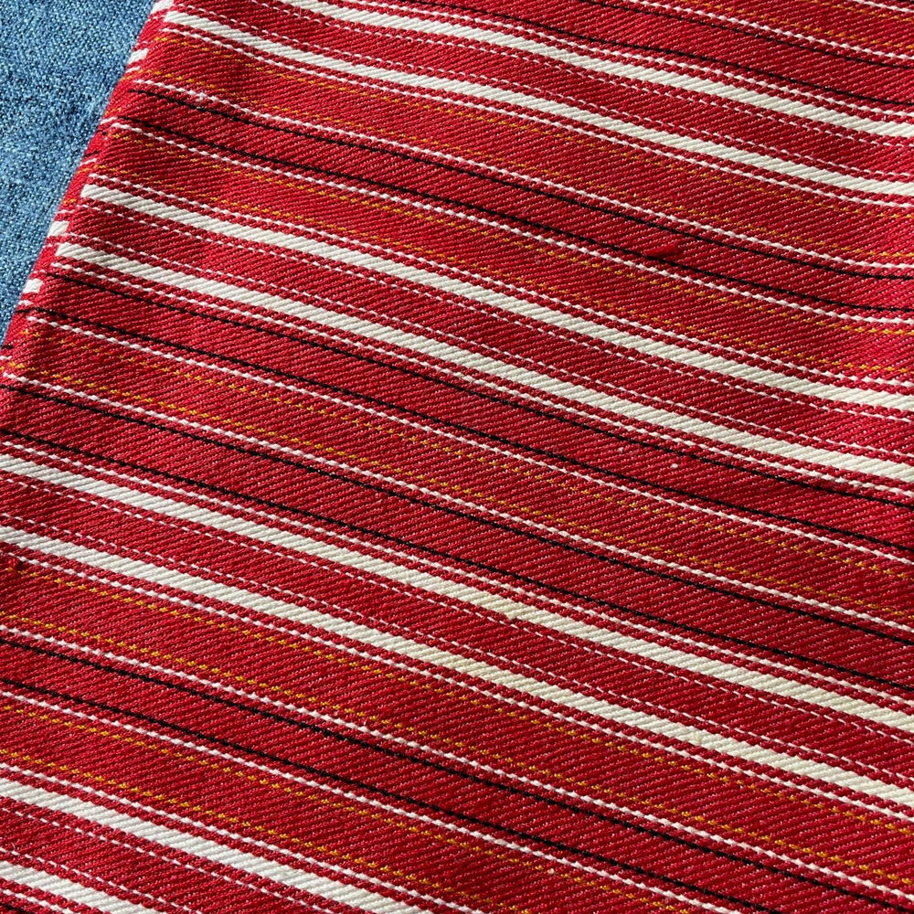 
                  
                    red white stripe pillow cushion cover upholstery fabric vintage east european home furnishing
                  
                