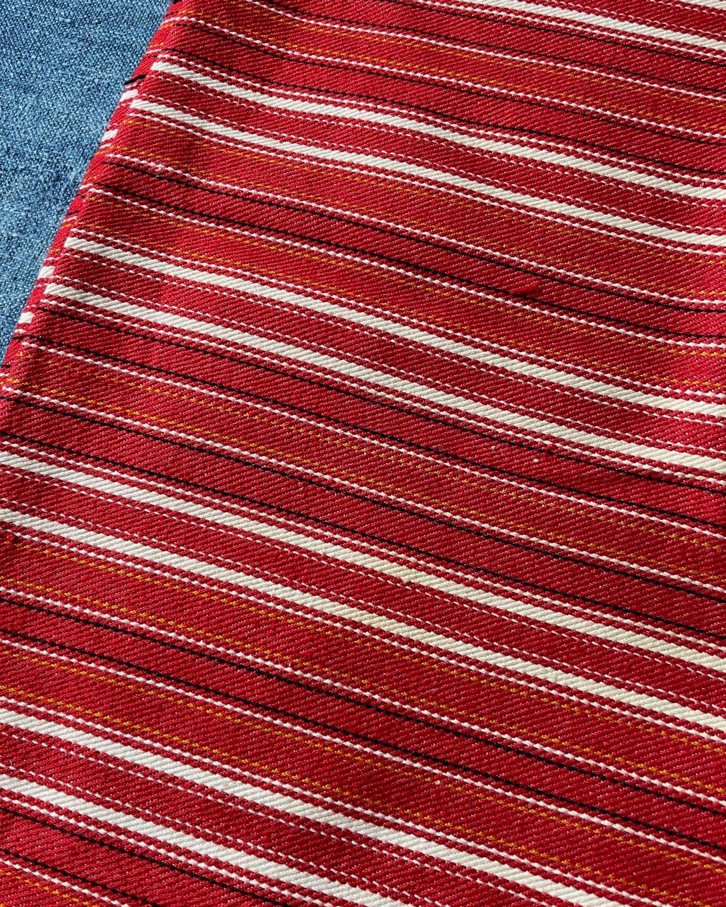 
                  
                    red white stripe pillow cushion cover upholstery fabric vintage east european home furnishing
                  
                