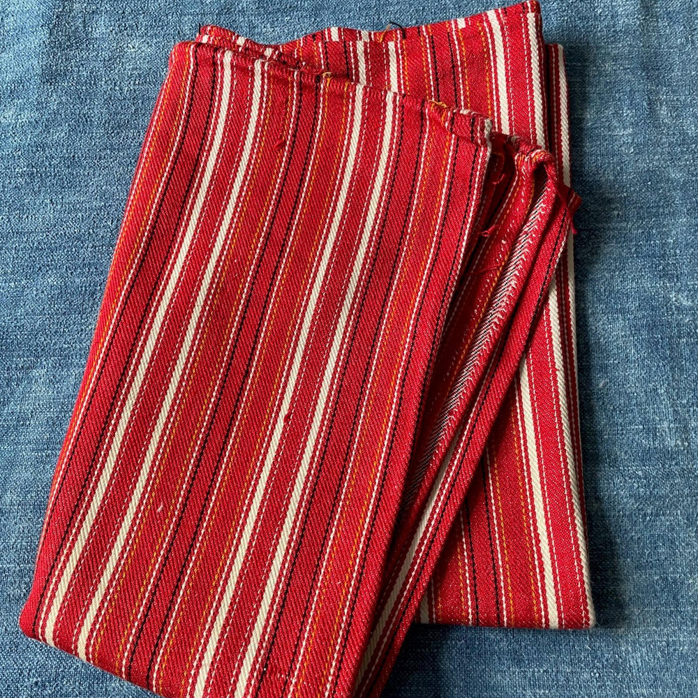 red white stripe pillow cushion cover upholstery fabric vintage east european home furnishing