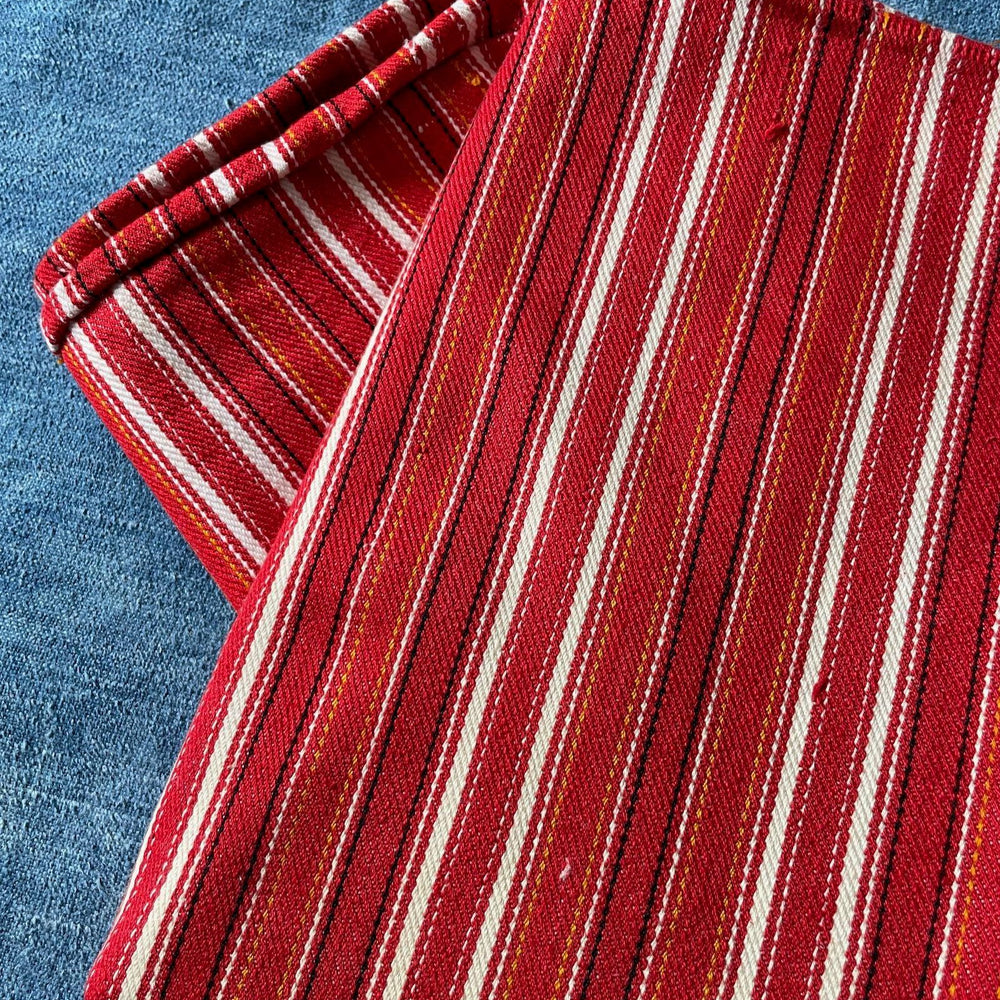 
                  
                    red white stripe pillow cushion cover upholstery fabric vintage east european home furnishing
                  
                