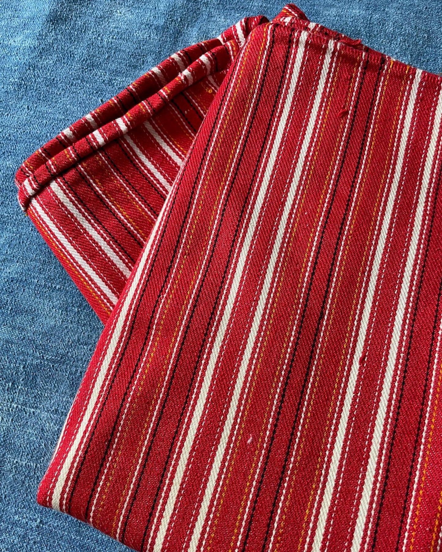 
                  
                    red white stripe pillow cushion cover upholstery fabric vintage east european home furnishing
                  
                