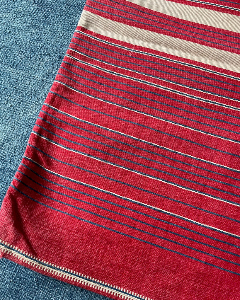 red white blue stripe fabric vintage east european pillow cover upholstery material cotton 
