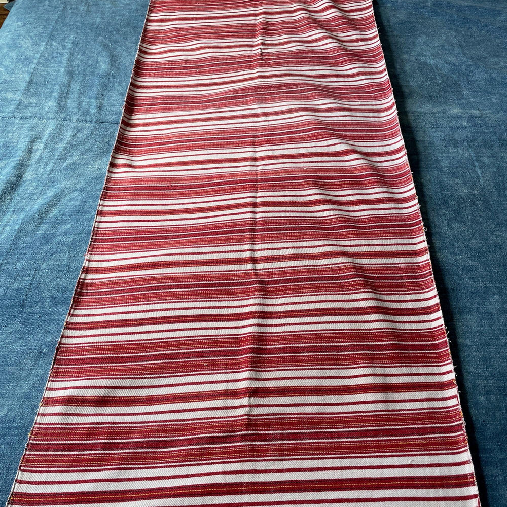 red white stripe narrow loom east europe upholstery fabric cushion cover washable cotton material