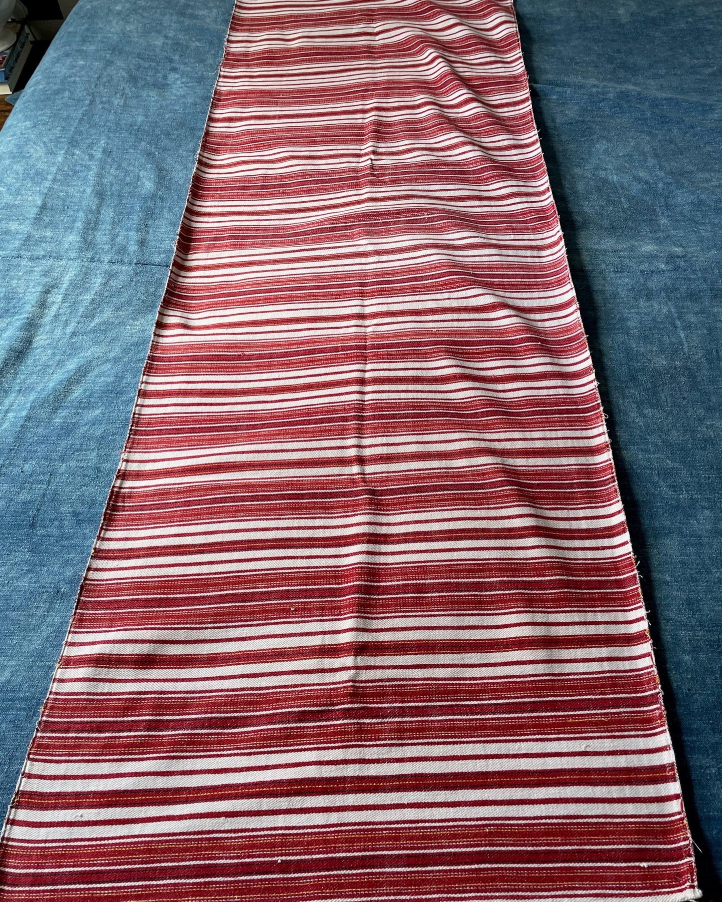 red white stripe narrow loom east europe upholstery fabric cushion cover washable cotton material