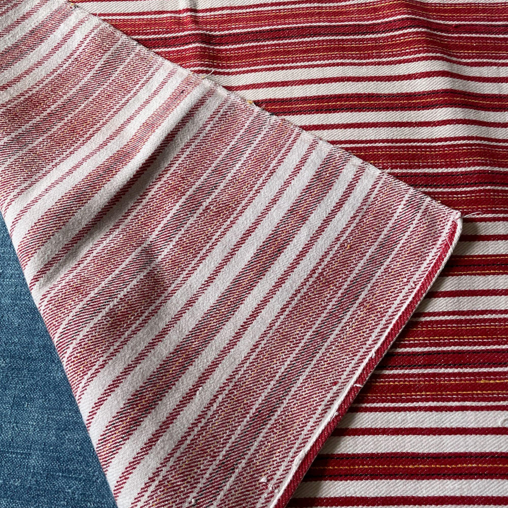 
                  
                    red white stripe narrow loom east europe upholstery fabric cushion cover washable cotton material
                  
                