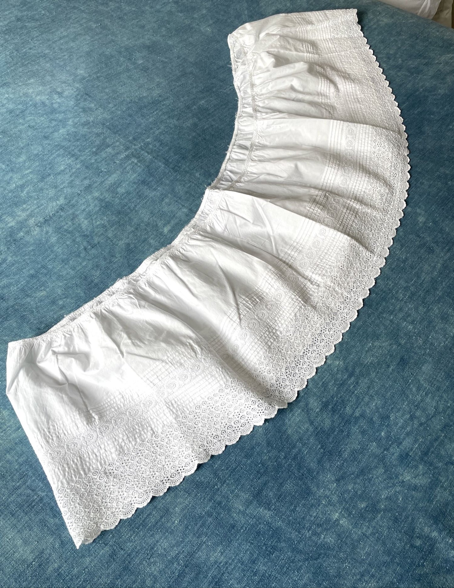 antique french lace trim frill deep white embroidered cotton petticoat frill romantic victorian