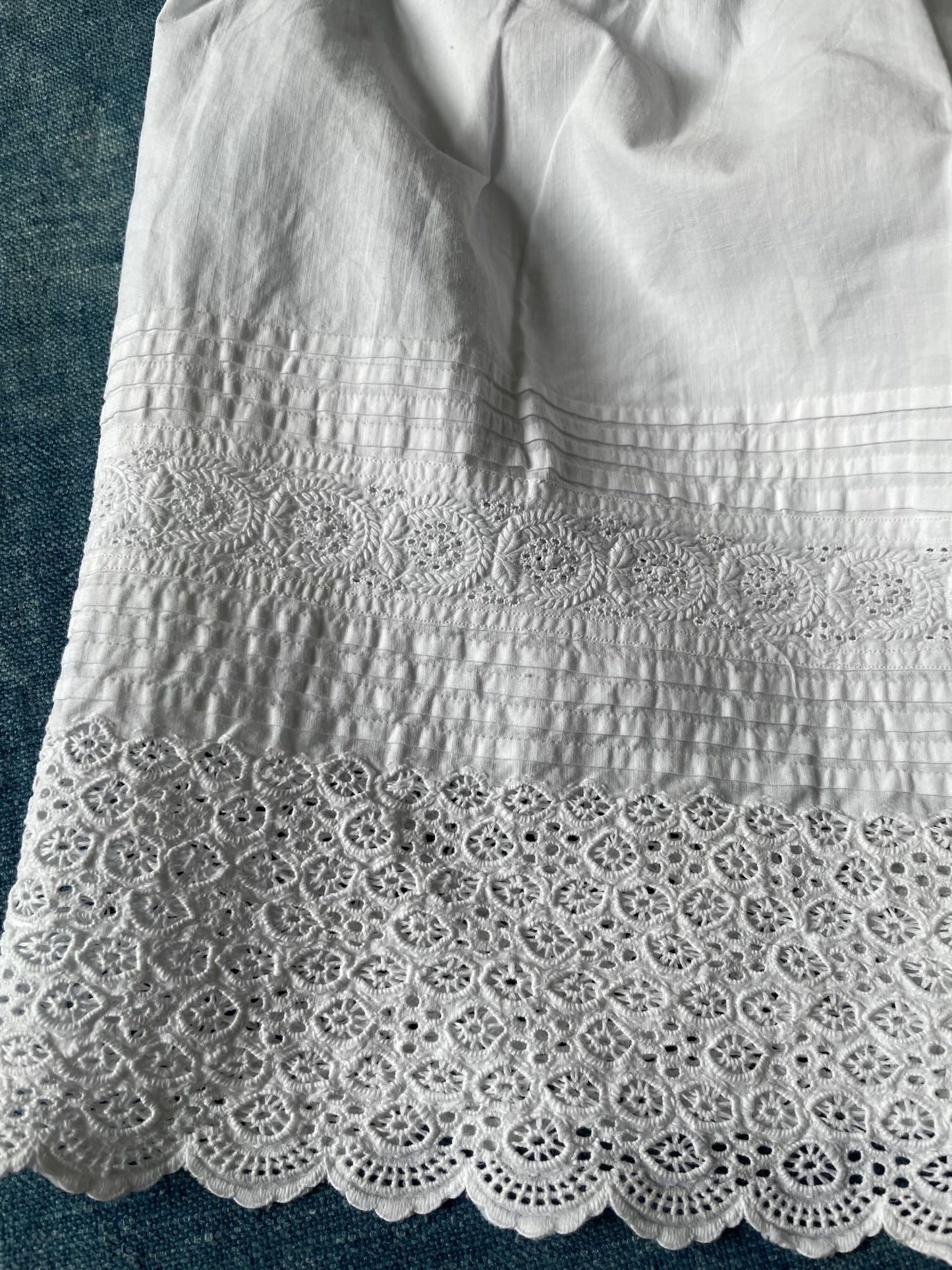 antique french lace trim frill deep white embroidered cotton petticoat frill romantic victorian