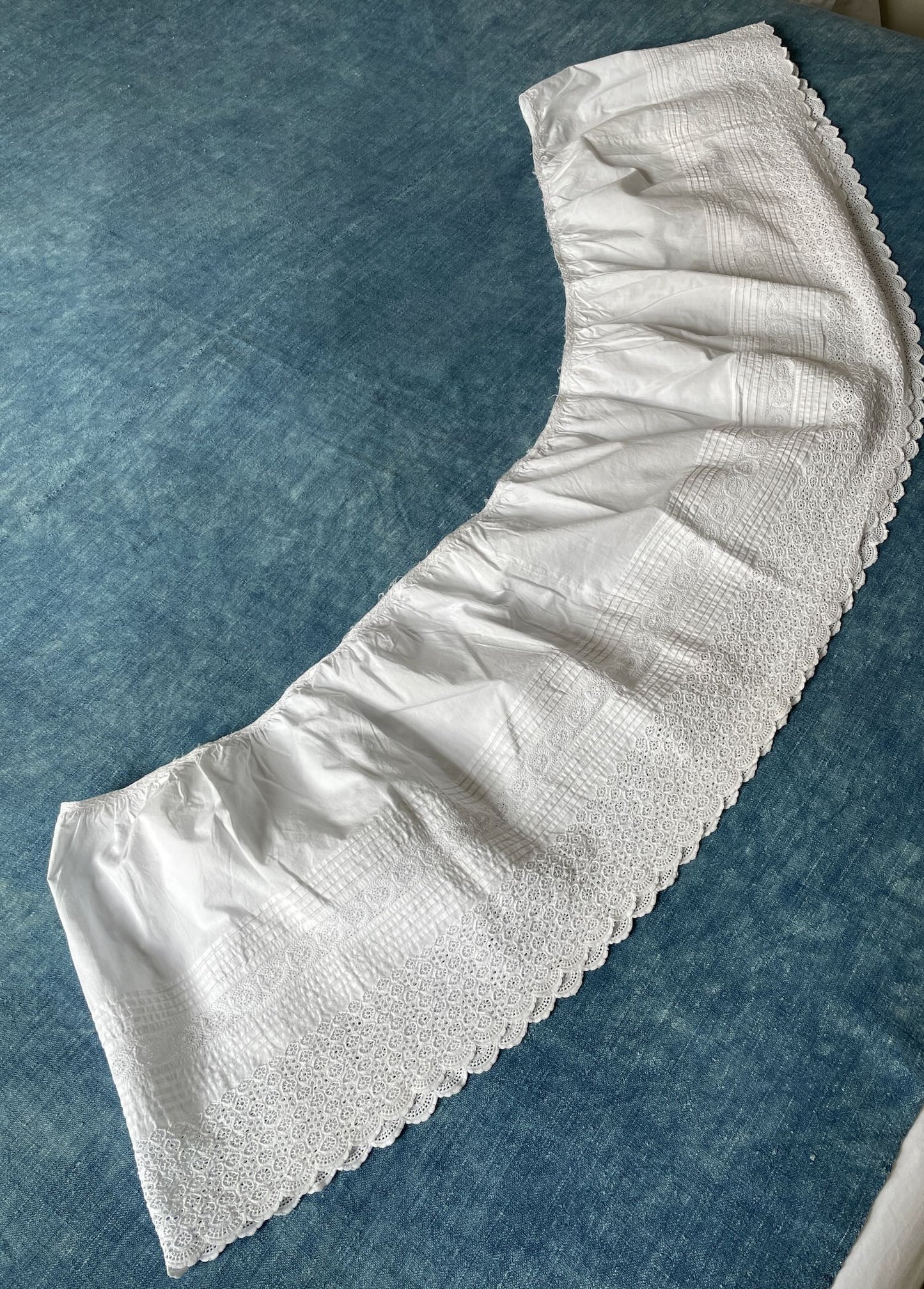 
                  
                    antique french lace trim frill deep white embroidered cotton petticoat frill romantic victorian
                  
                