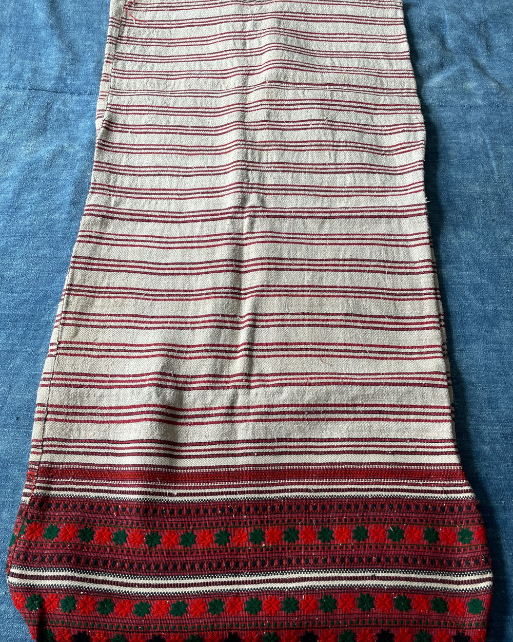 vintage east europe rustic red stripe hemp pillow cover grain sack feed sack upholstery fabric 
