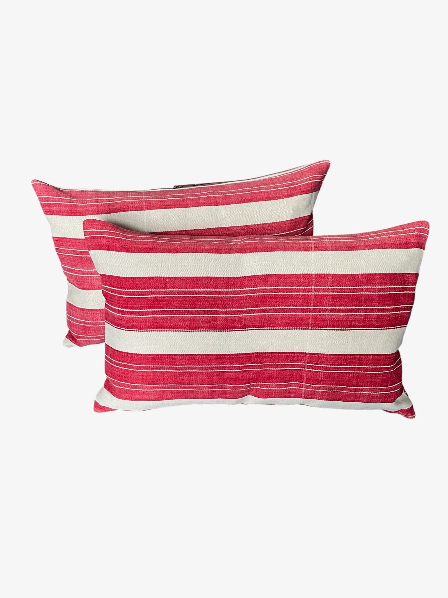 red white striped cushions pillows couch sofa cotton rectangular small vintage fabric feather insert