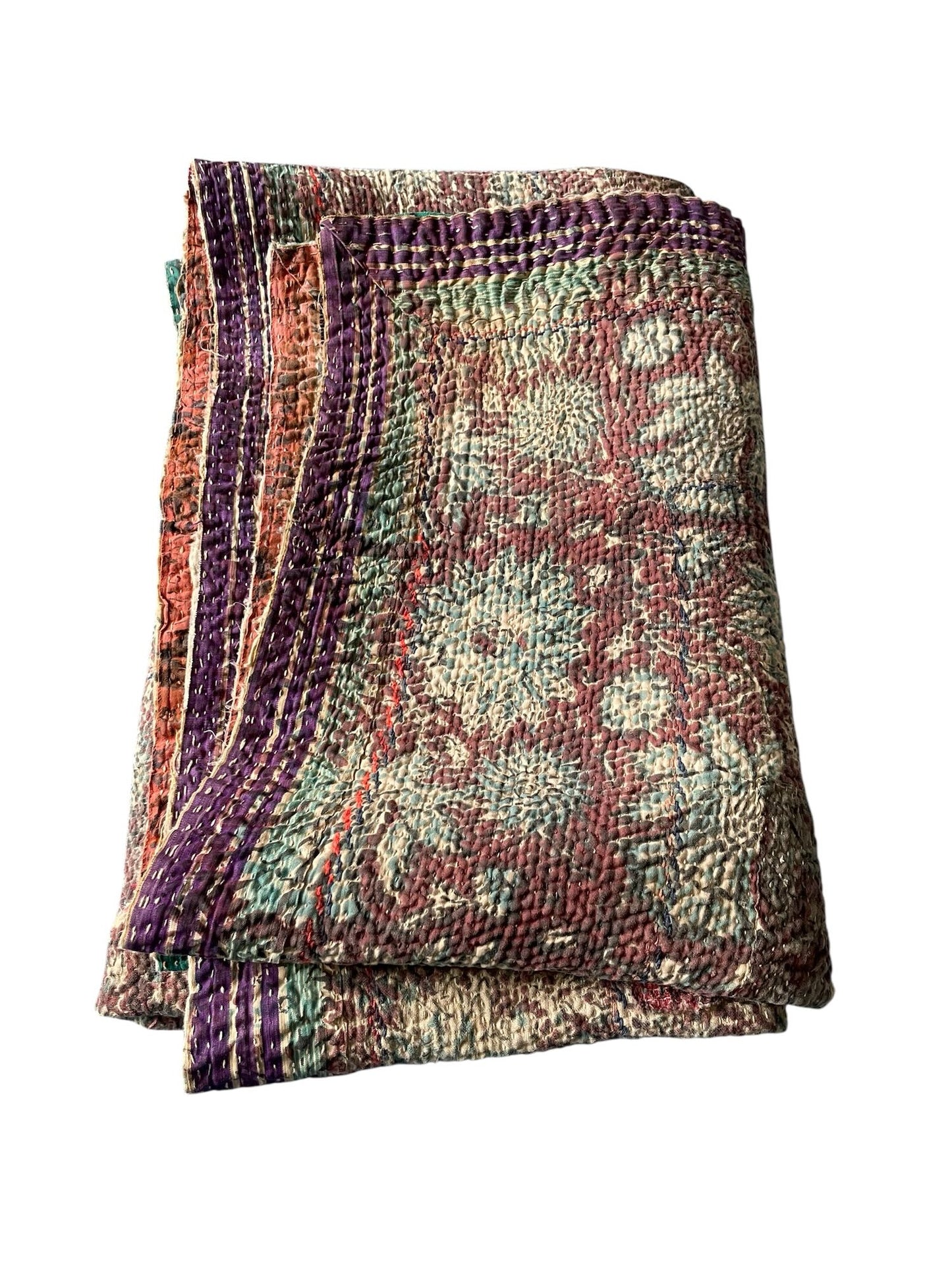 
                  
                    blue purple vintage kantha bedspread uk block print quilt sofa throw single cotton washable 
                  
                