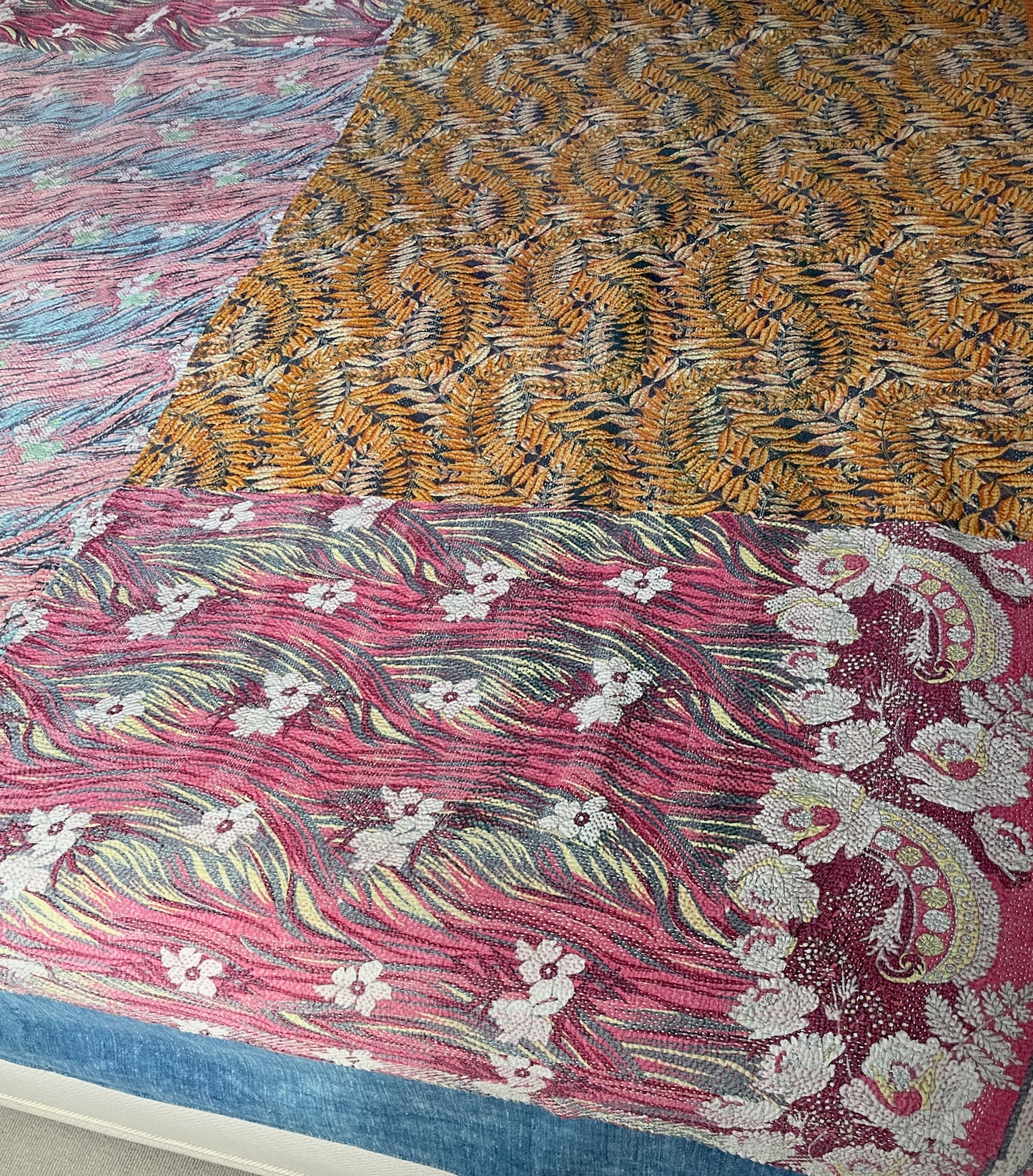 
                  
                    soft pink yellow kantha quilt uk bedspread heavy large king double cotton comforter washable 
                  
                