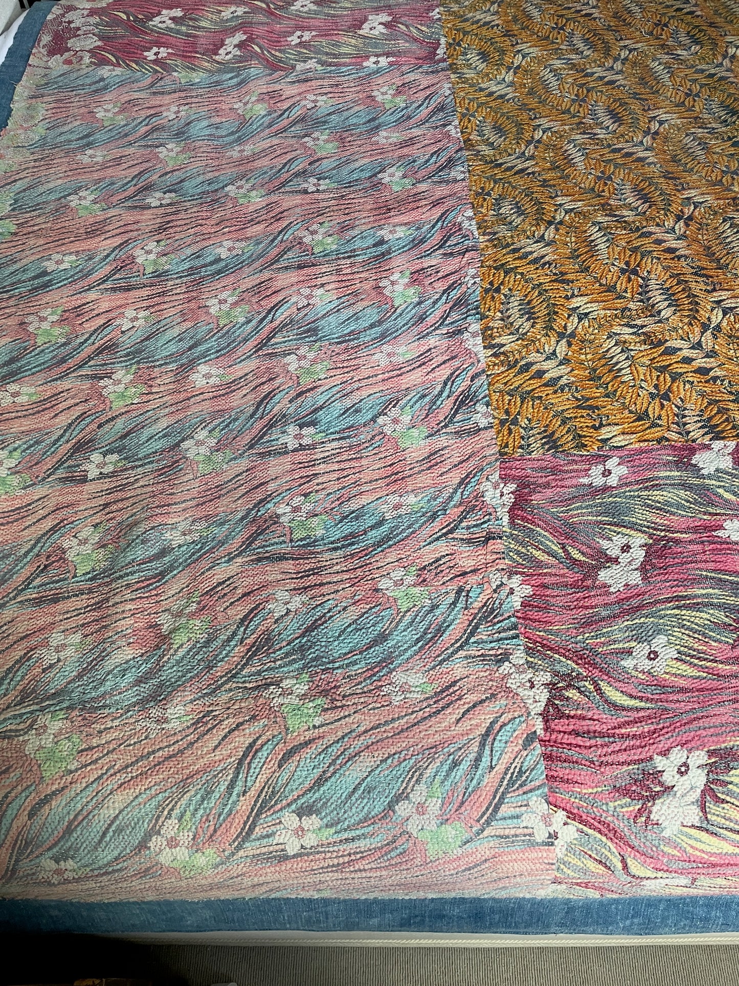 
                  
                    soft pink yellow kantha quilt uk bedspread heavy large king double cotton comforter washable 
                  
                