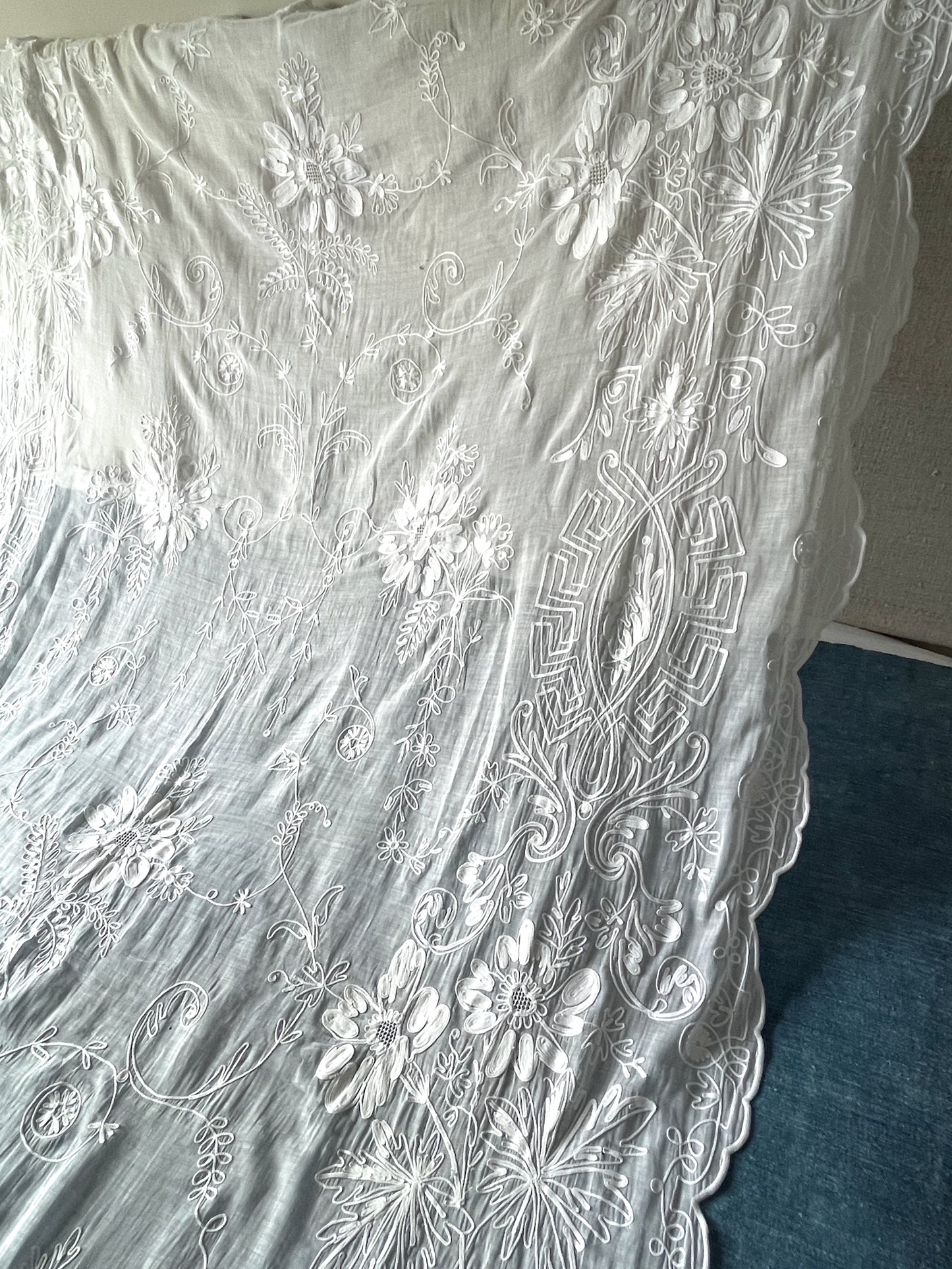 
                  
                    Antique French Embroidered Lace Curtain | Rideau de Cornely
                  
                