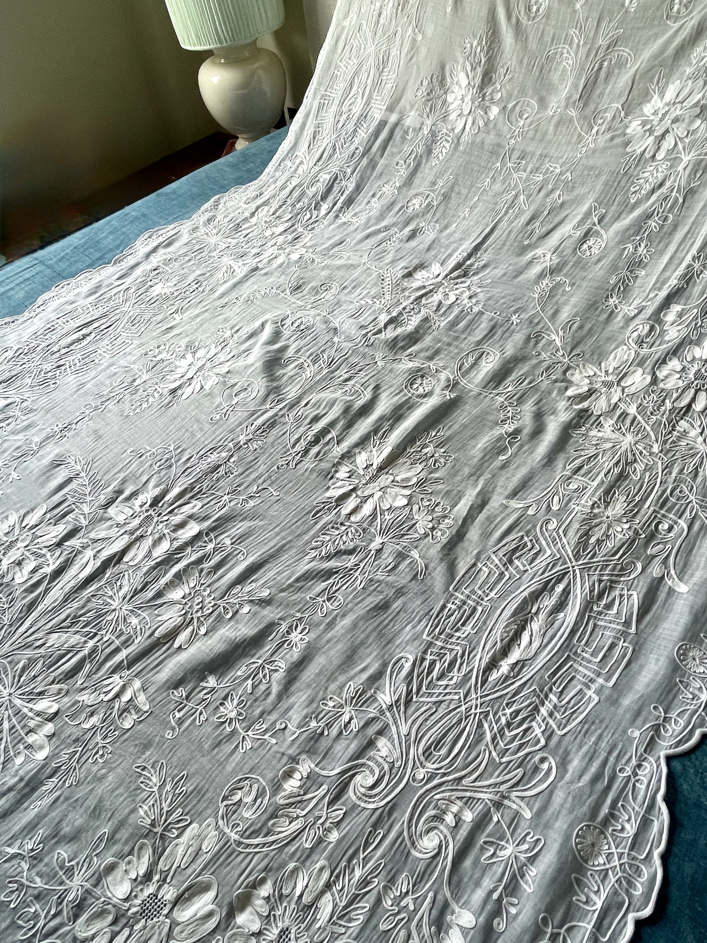 
                  
                    Antique French Embroidered Lace Curtain | Rideau de Cornely
                  
                