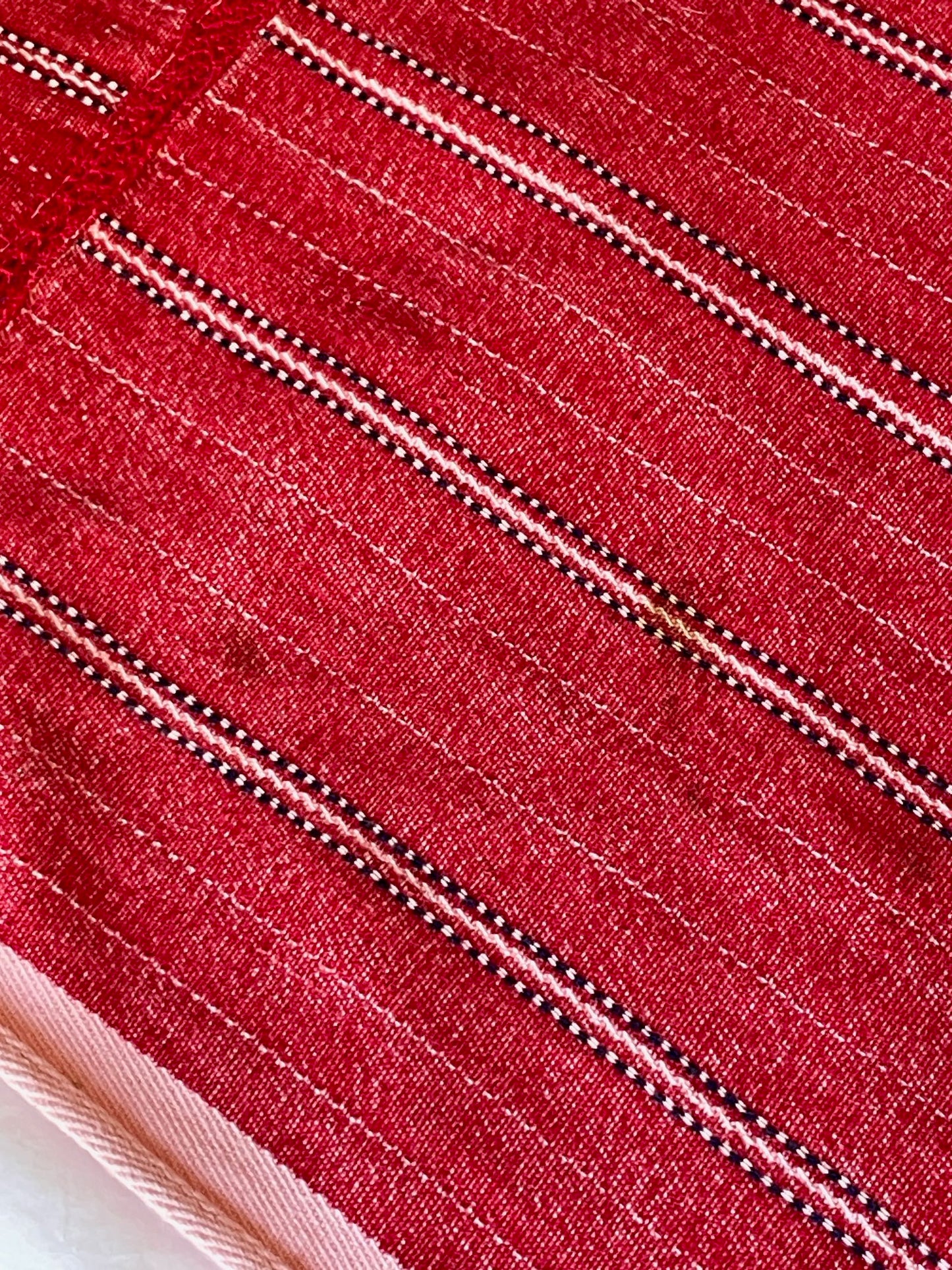 
                  
                    vintage striped red blue white hand loomed fabric upholstery cushions sewing material 
                  
                